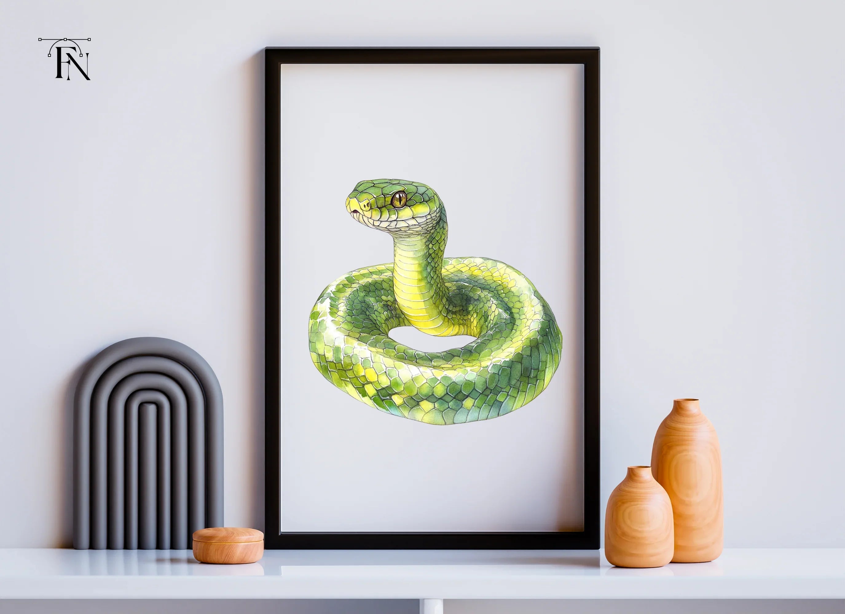 Green Snake Illustrations Clipart Bundle