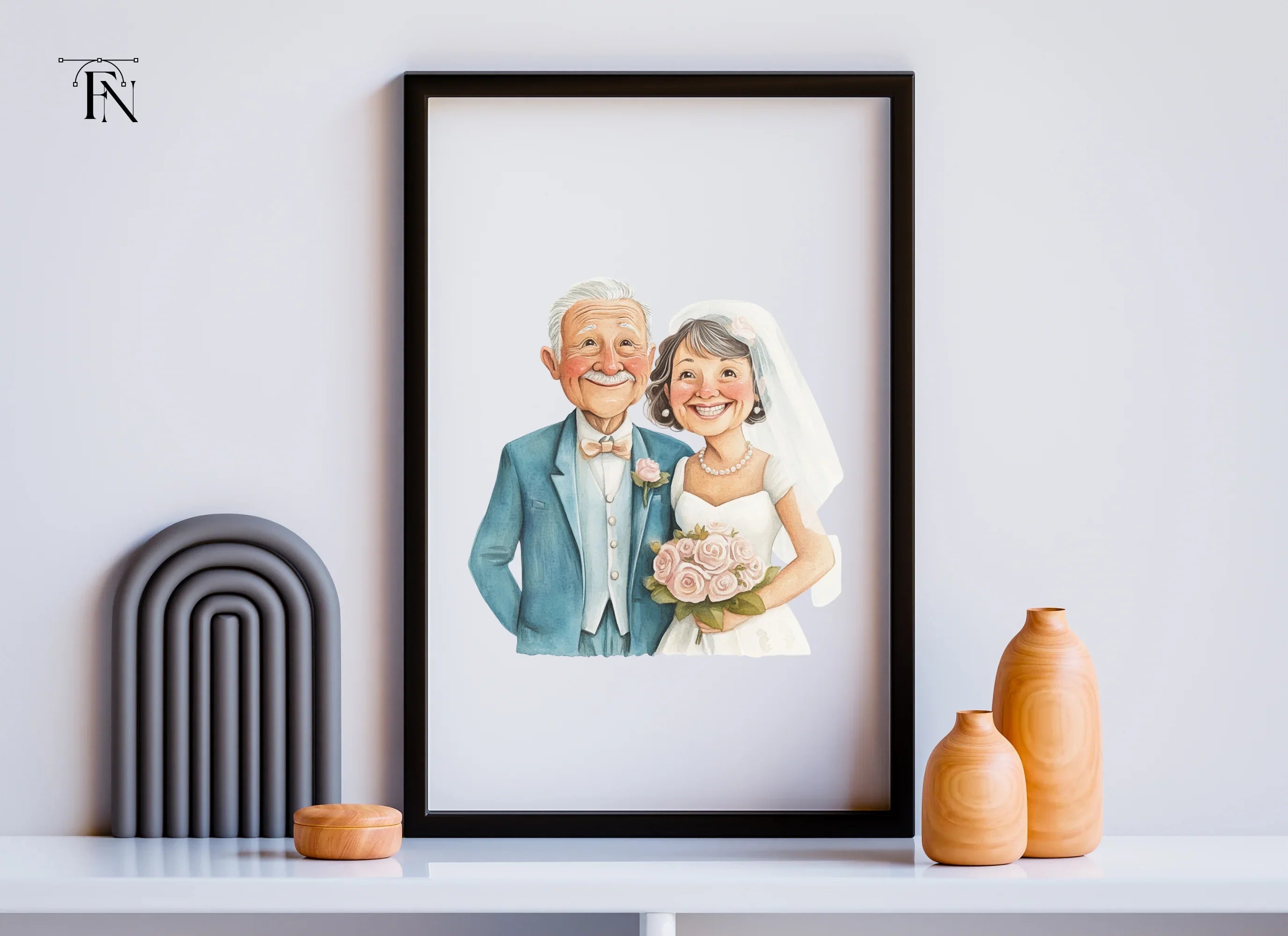 Elderly Couple Wedding Clipart Bundle