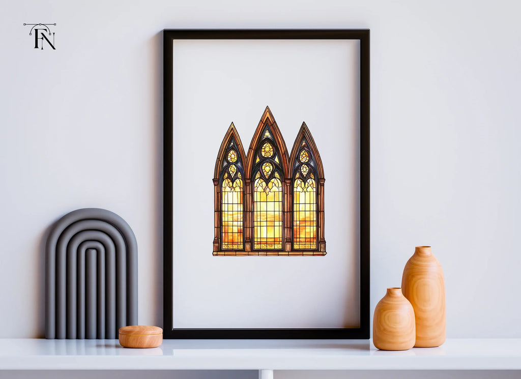 Gothic Stained Glass Window Clipart Bundle