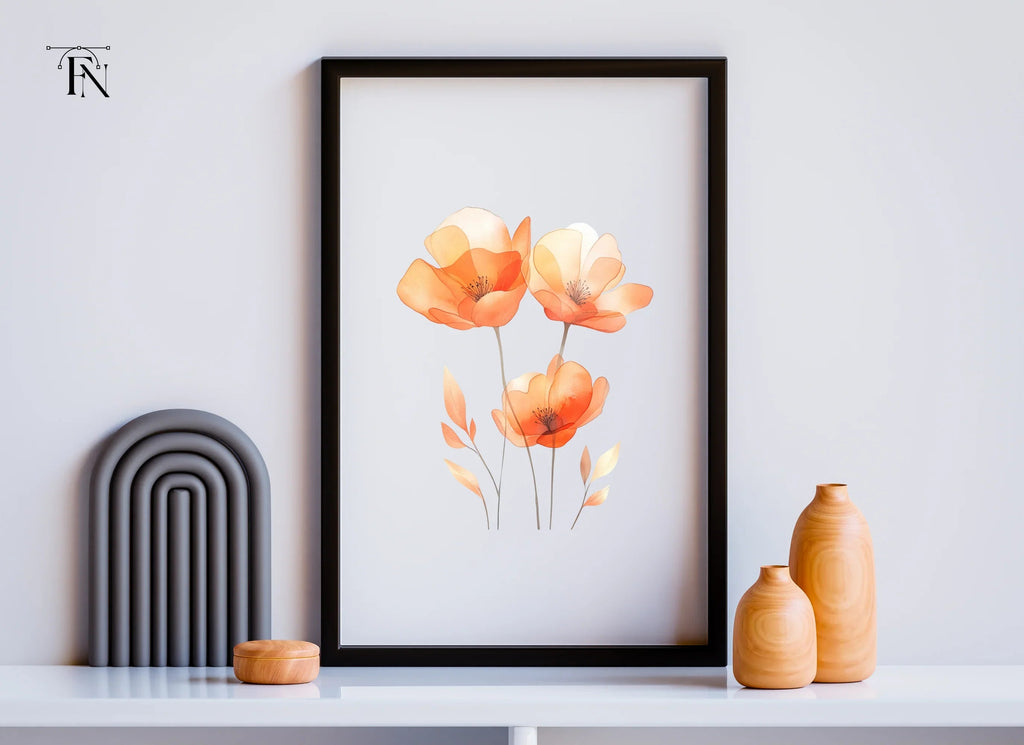 Delicate Orange Floral Clipart Bundle