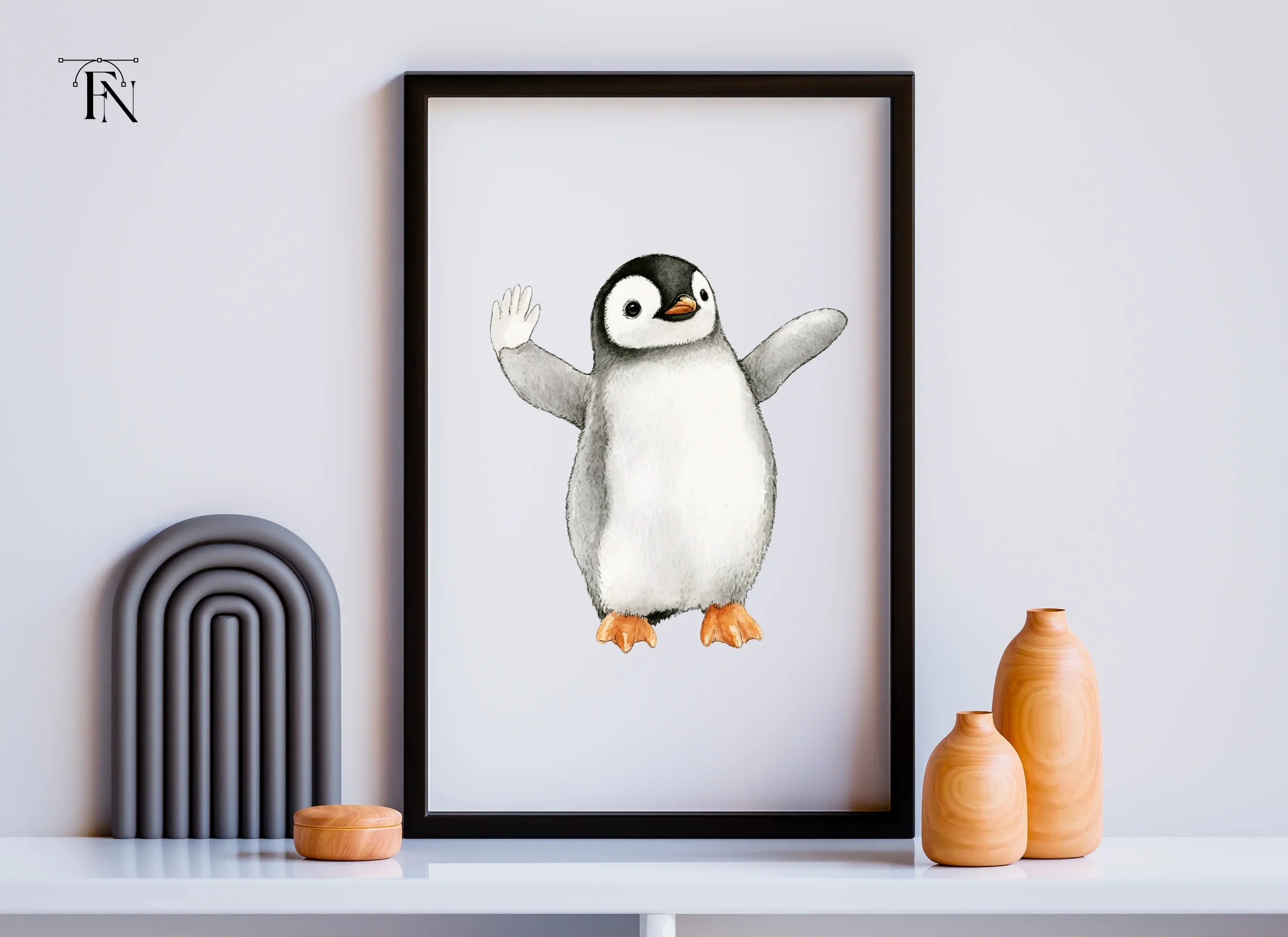 Waving Baby Penguin Clipart Bundle