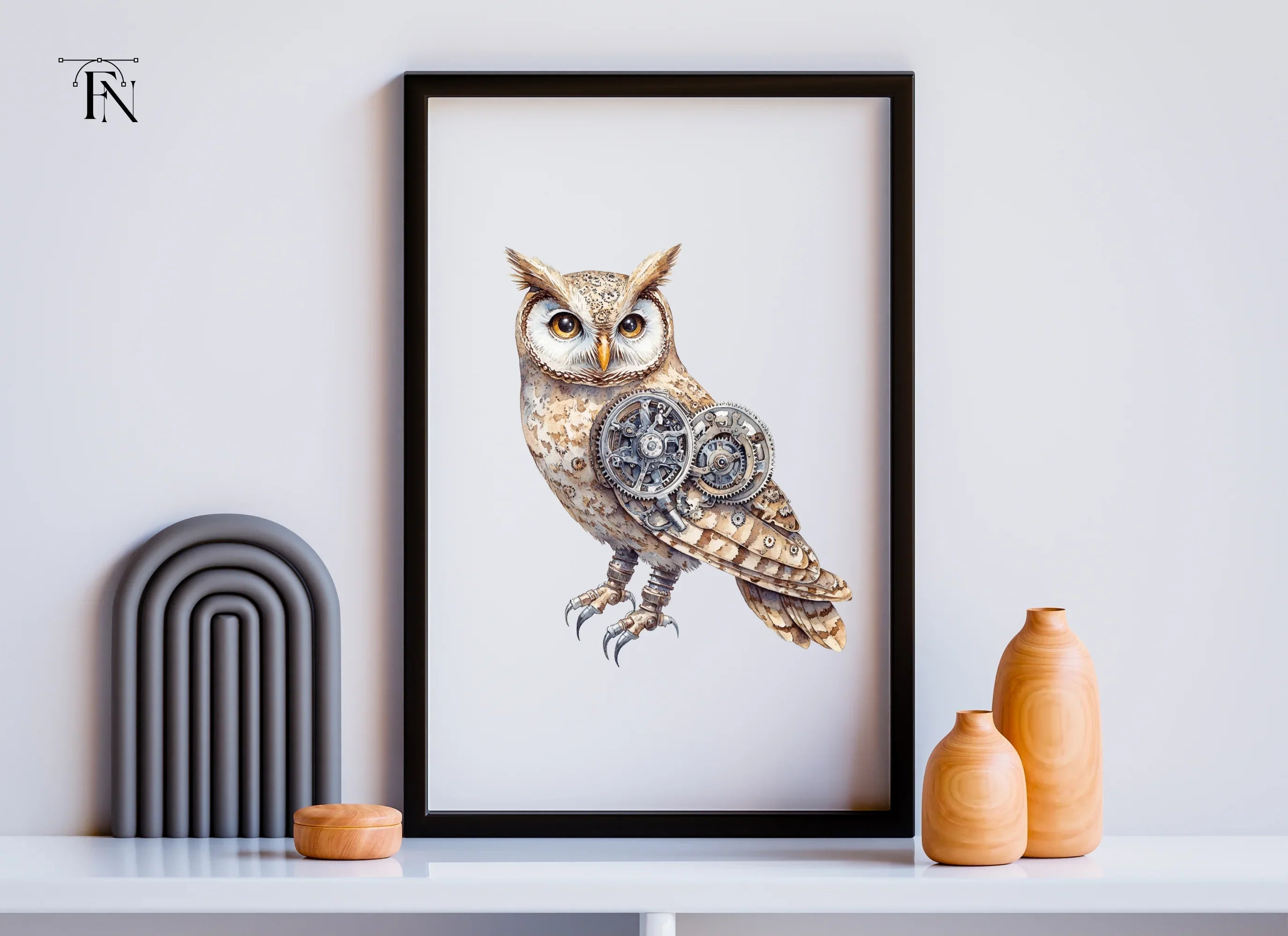 Steampunk Owl Mechanical Bird Clipart Bundle