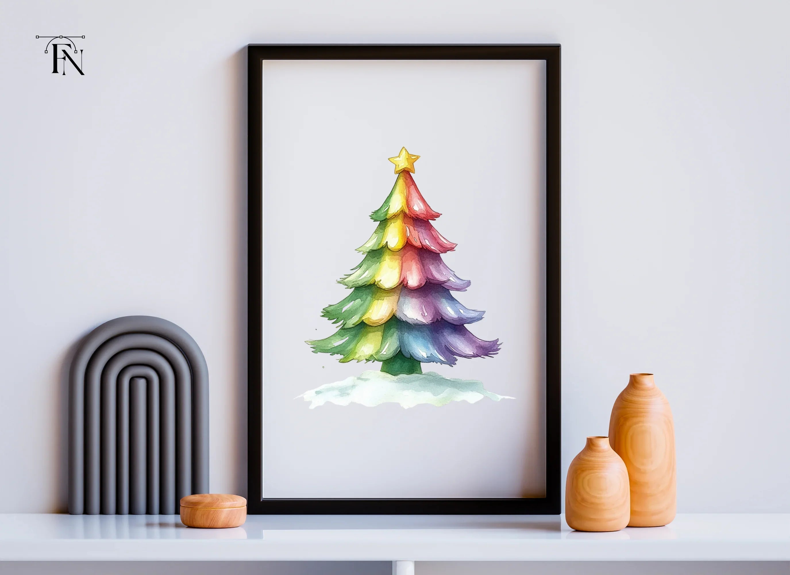 Rainbow Christmas Tree Clipart Bundle