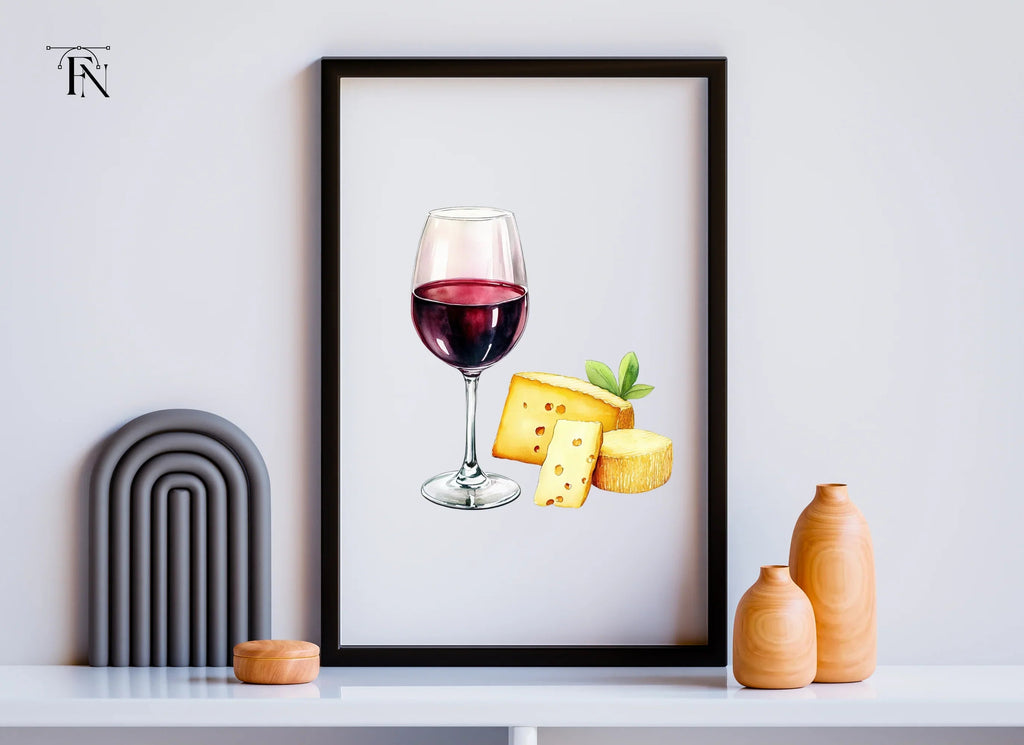 Red Wine and Cheese Delights Clipart Bundle