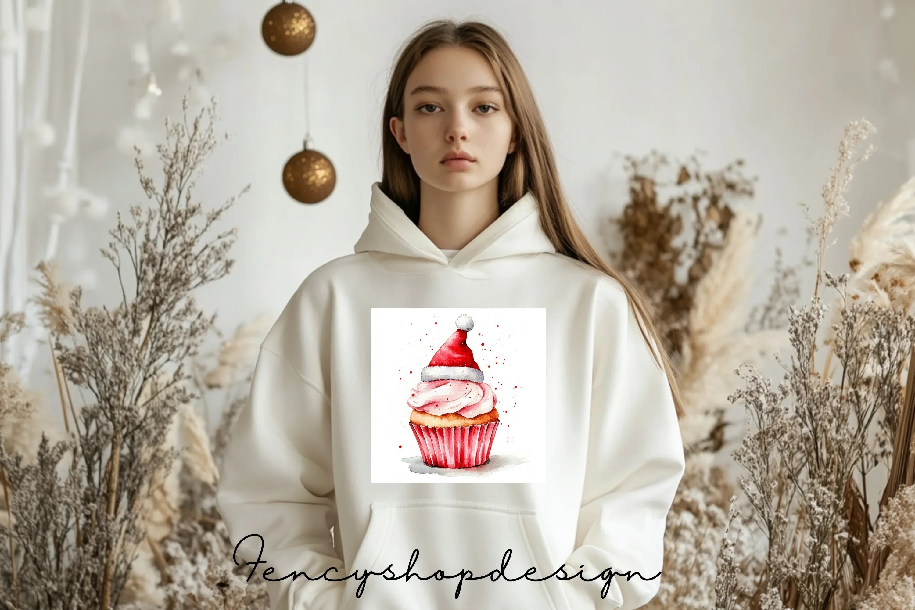 Cute Christmas Bear and Cupcakes Clipart Bundle