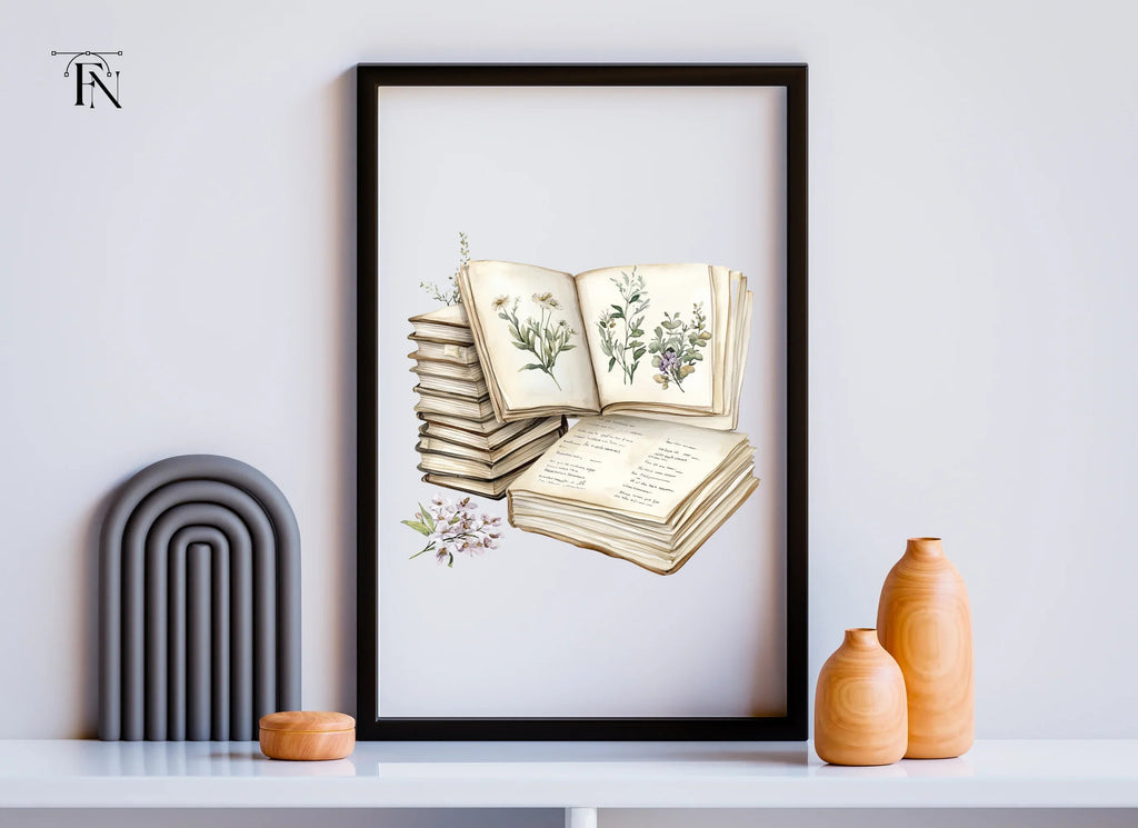 Botanical Books & Flowers Clipart Bundle