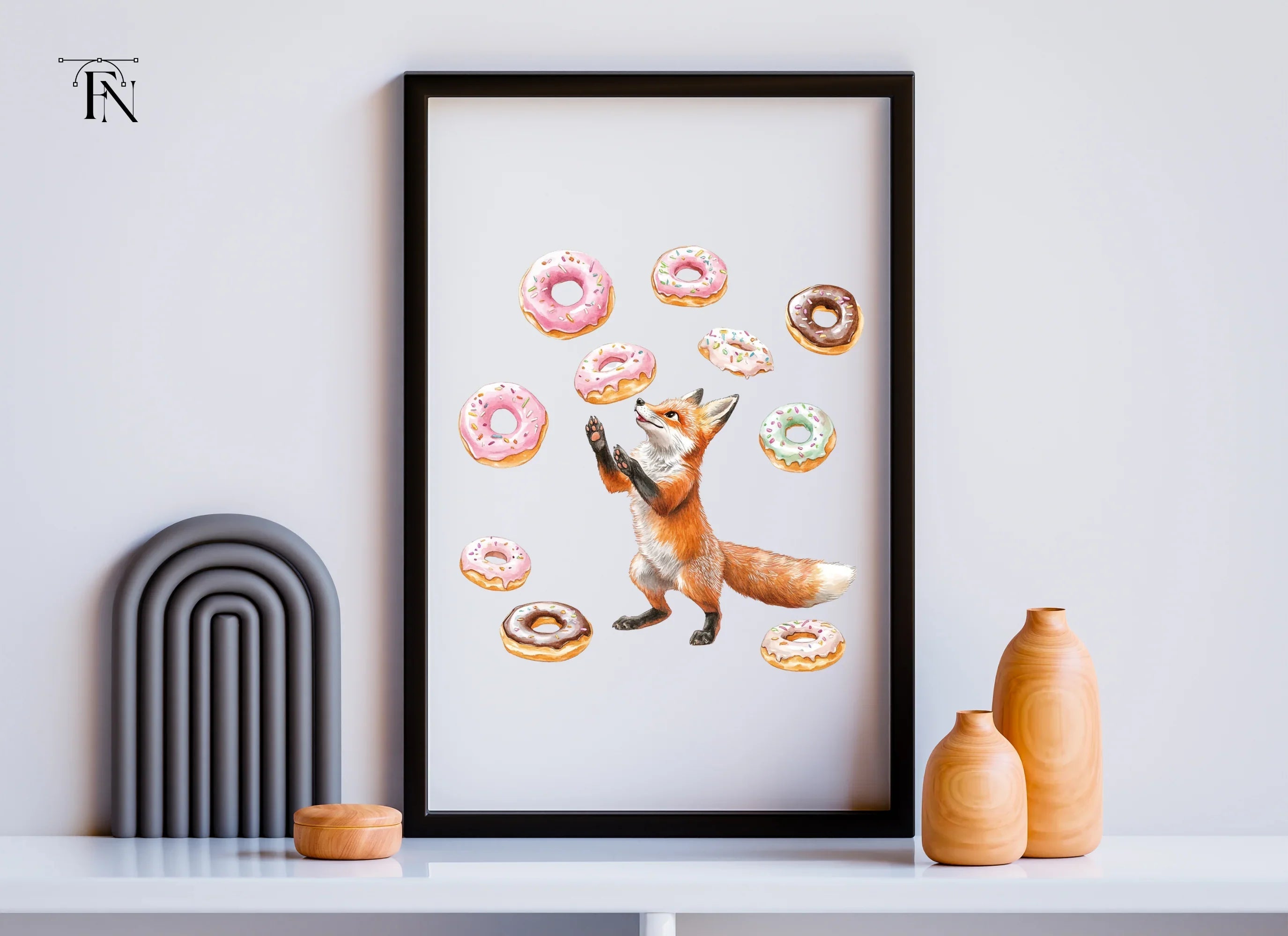 Playful Foxes and Donuts Clipart Bundle