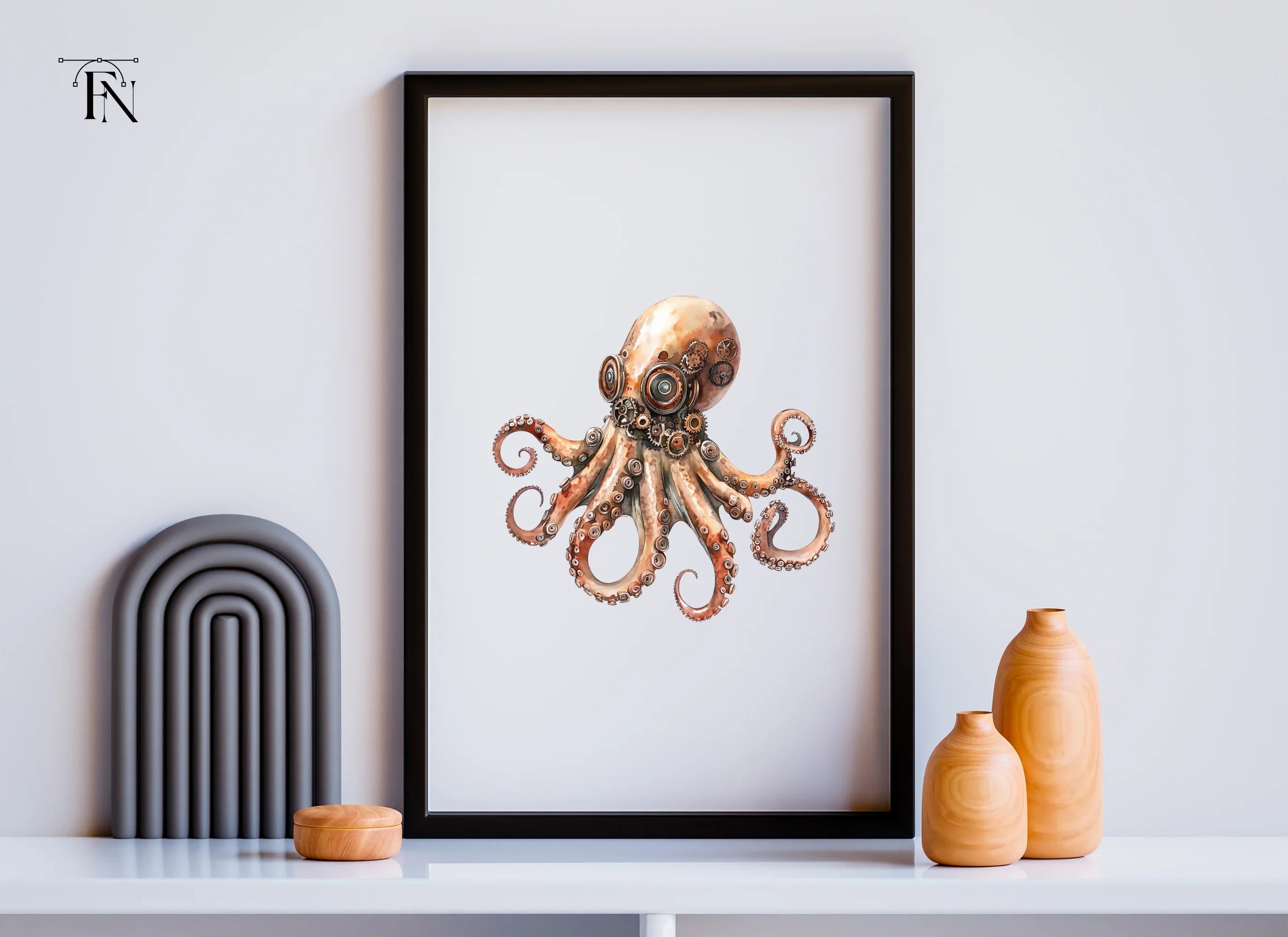 Steampunk Octopus Clipart Bundle