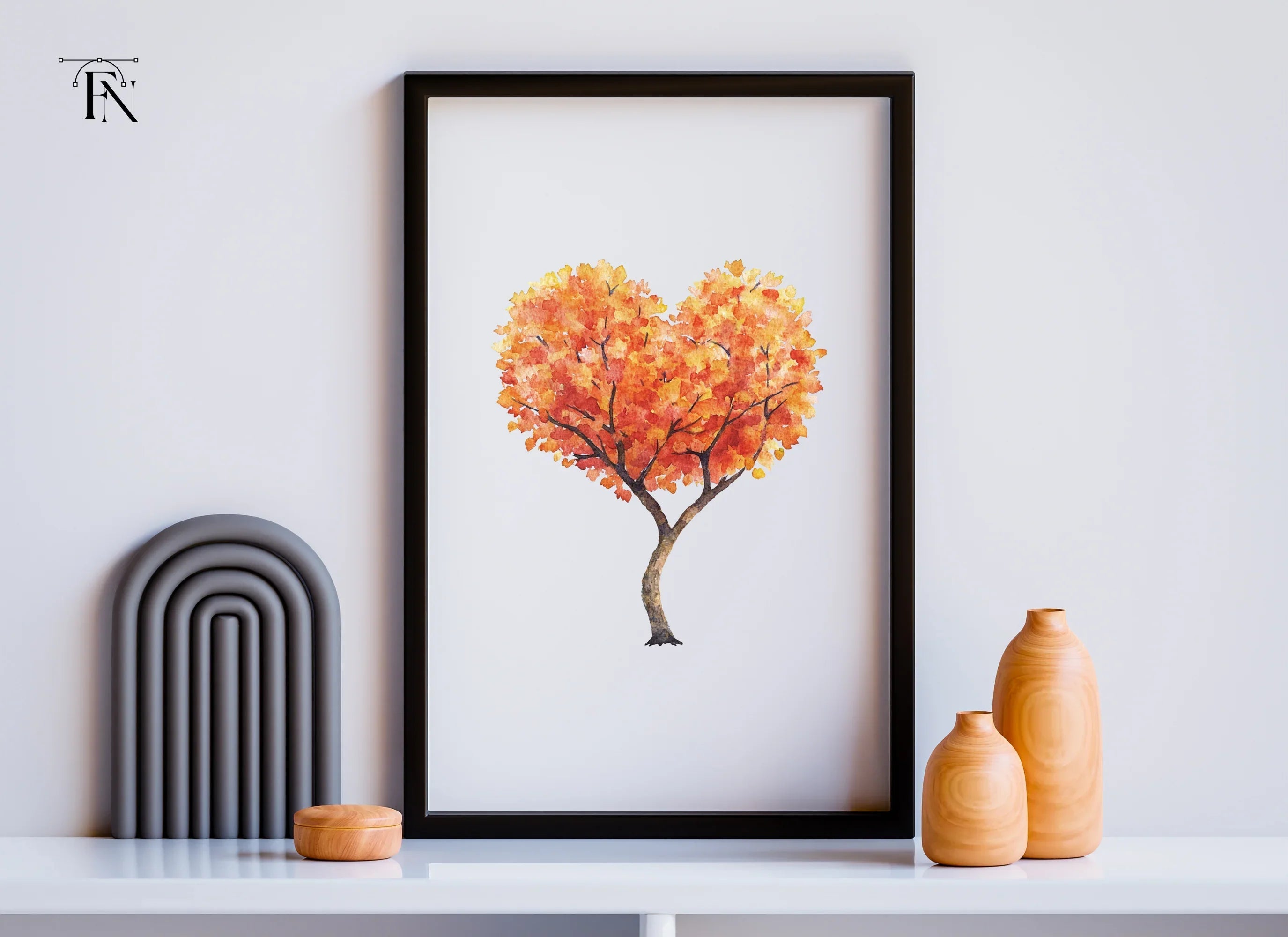 Heart Shaped Autumn Tree Clipart Bundle