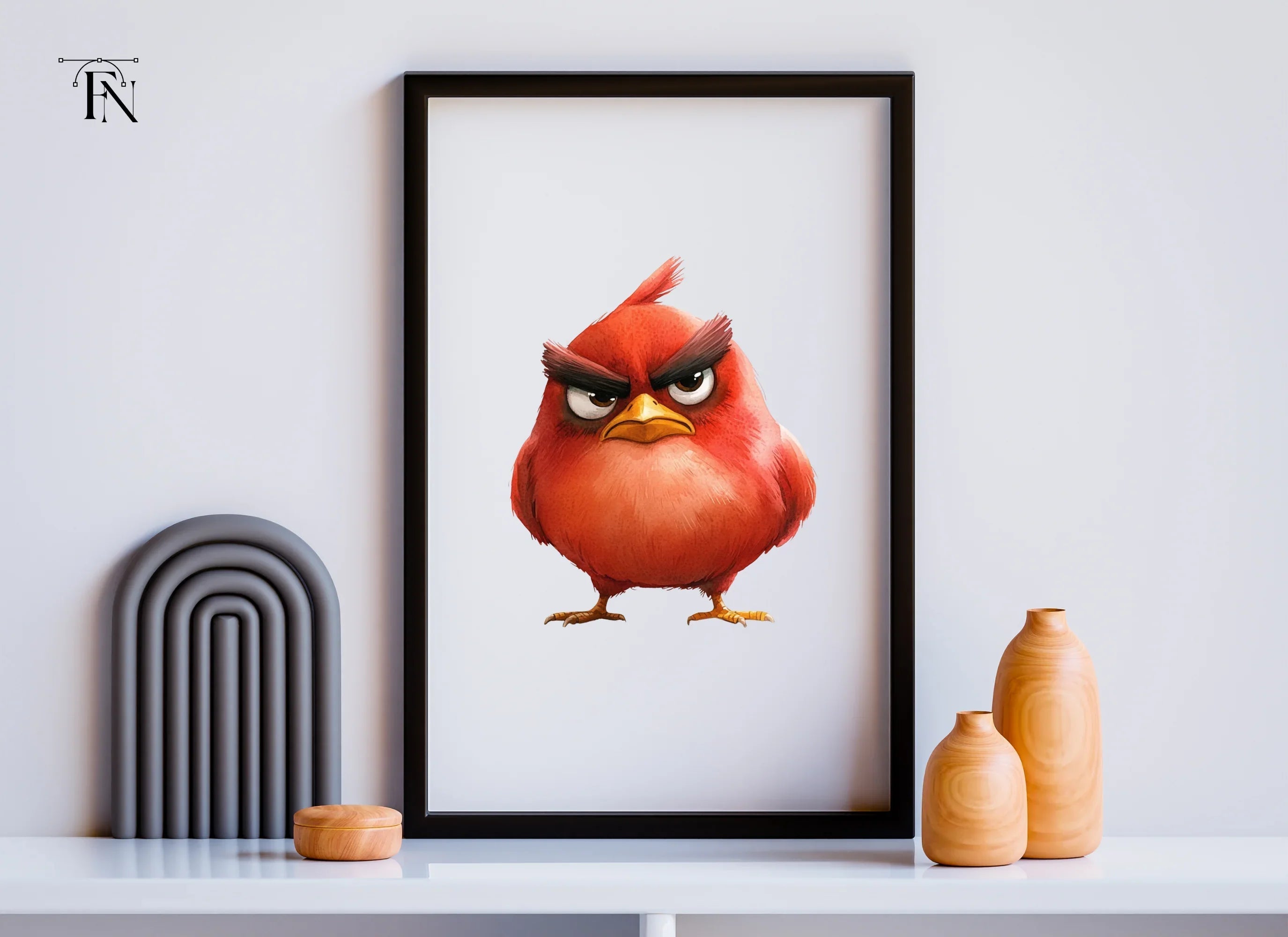 Furious Red Bird Cartoon Clipart Bundle