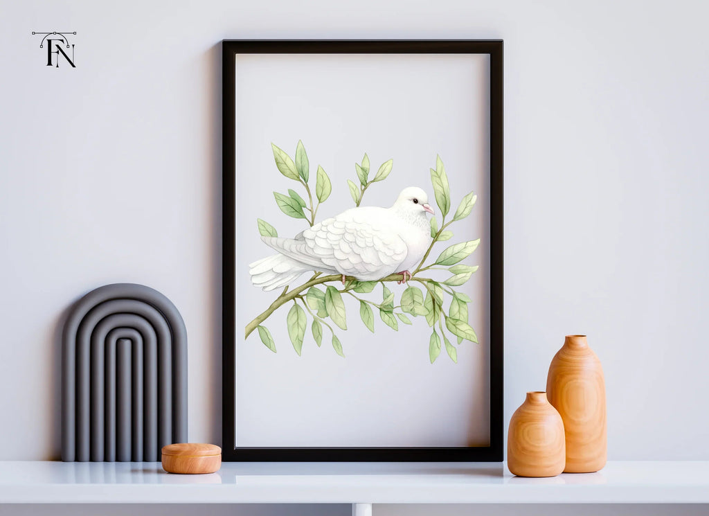 White Doves on Branches Clipart Bundle