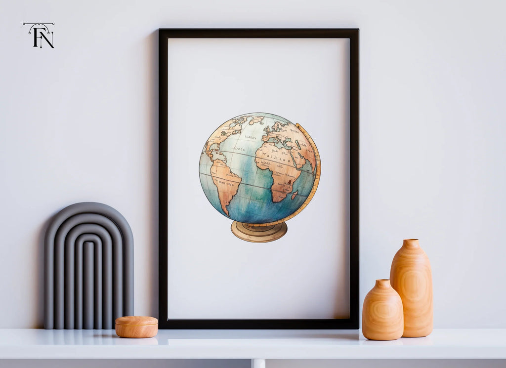 Vintage World Globe Clipart Bundle