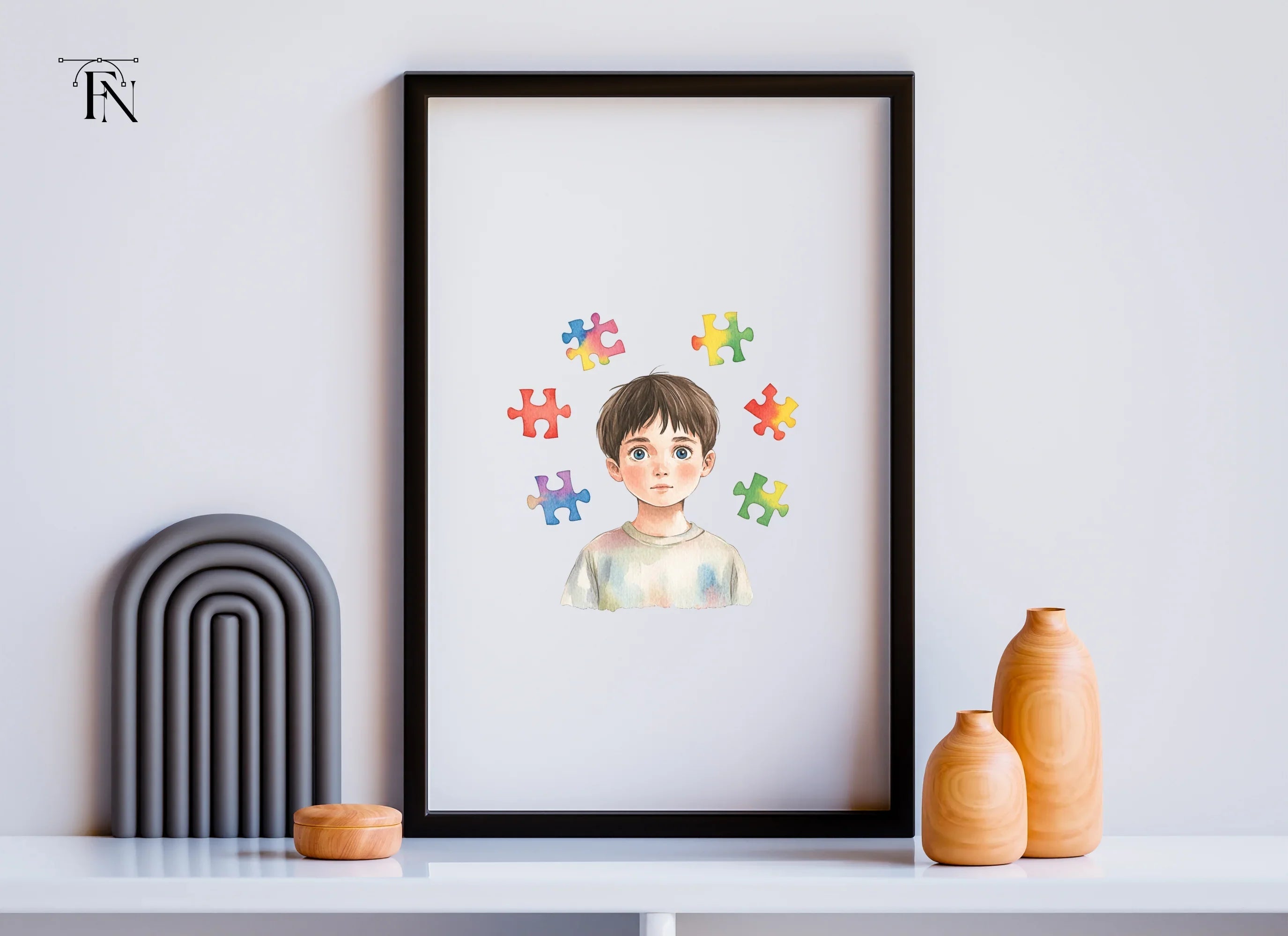 Boy with Puzzle Pieces Clipart Bundle