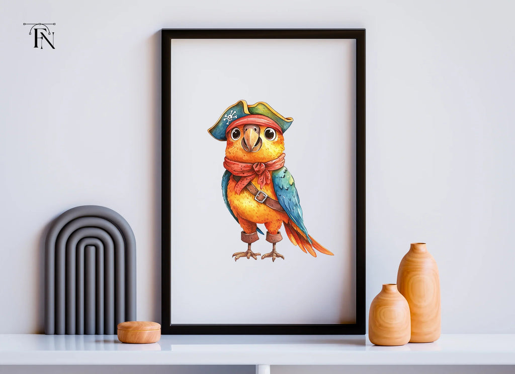 Cute Pirate Parrot Illustration Clipart Bundle
