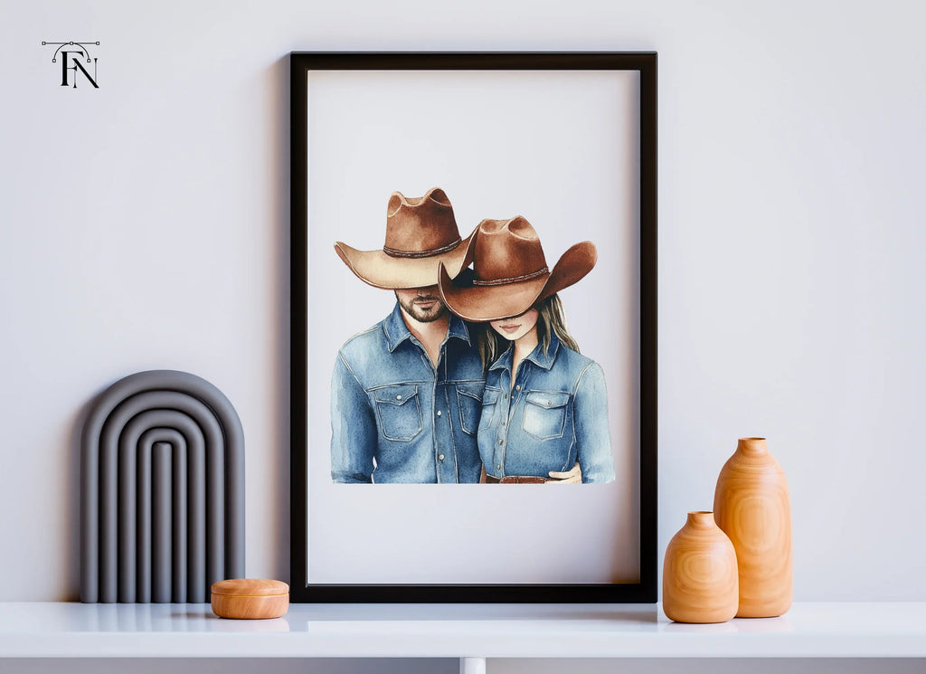 Denim Cowboy Couples Clipart Bundle