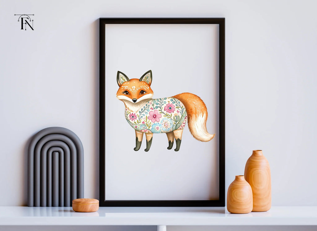 Floral Foxes Clipart Bundle