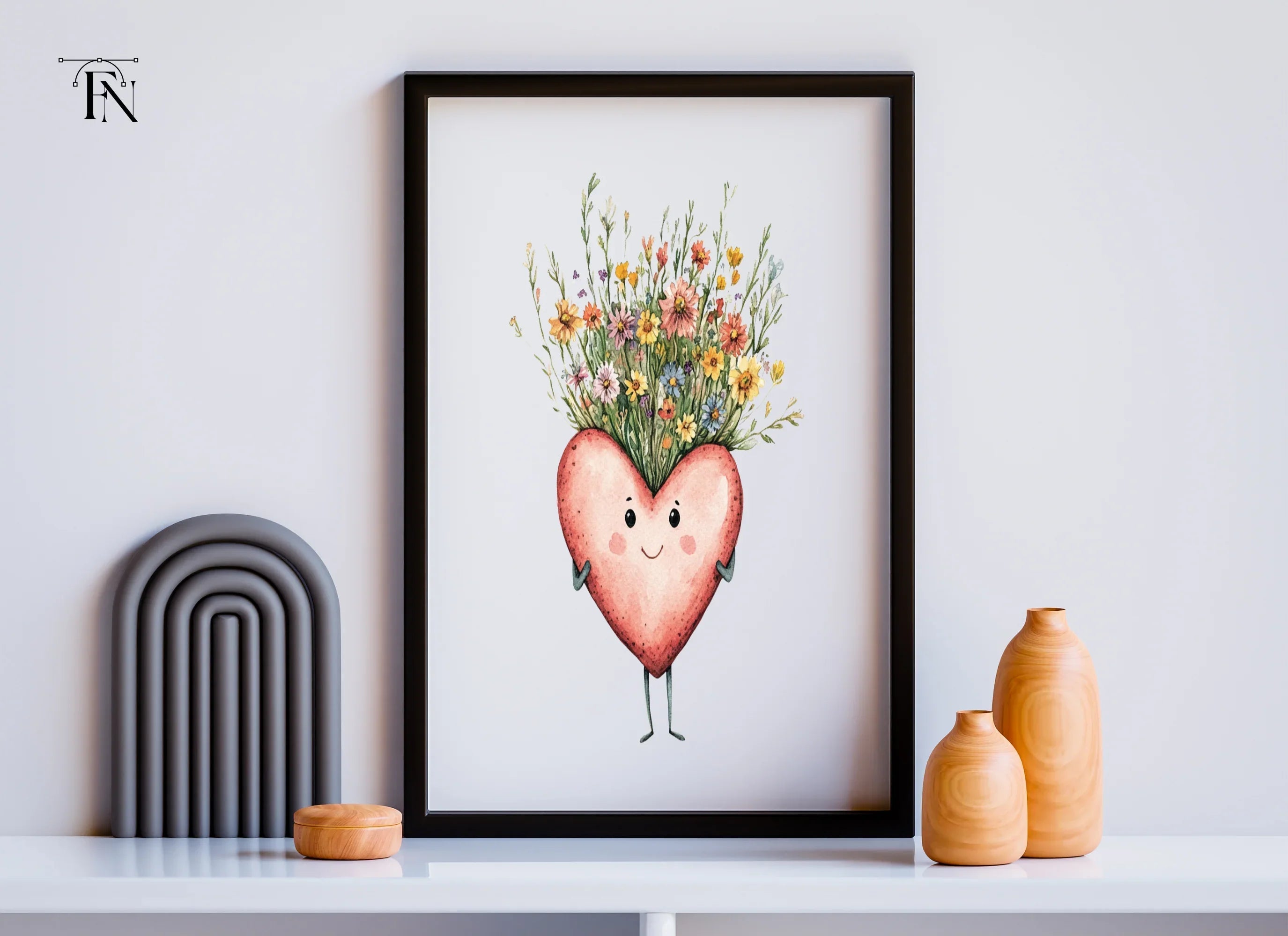 Cute Heart Flower Bouquet Clipart Bundle