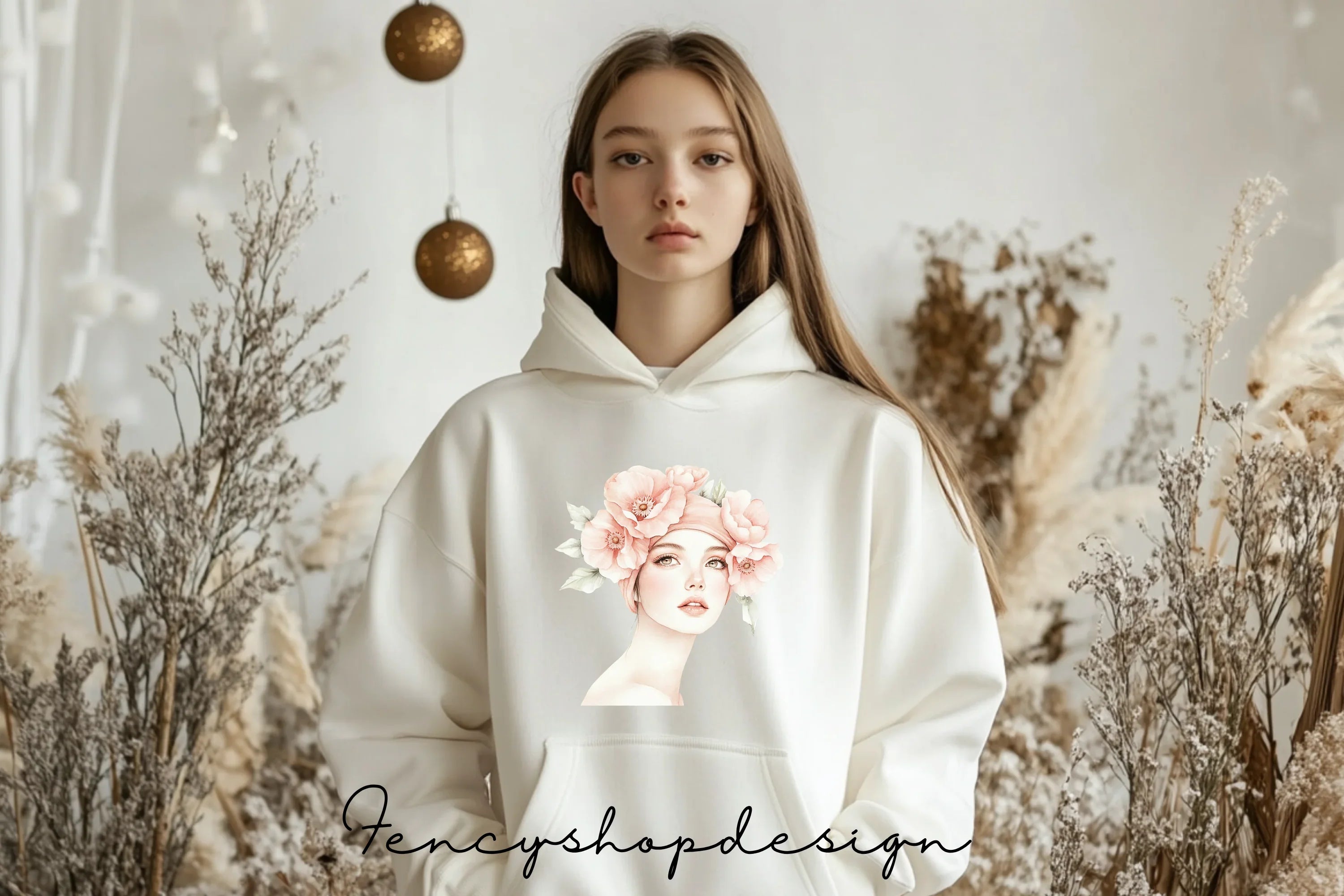 Elegant Girls with Flowers Clipart Bundle