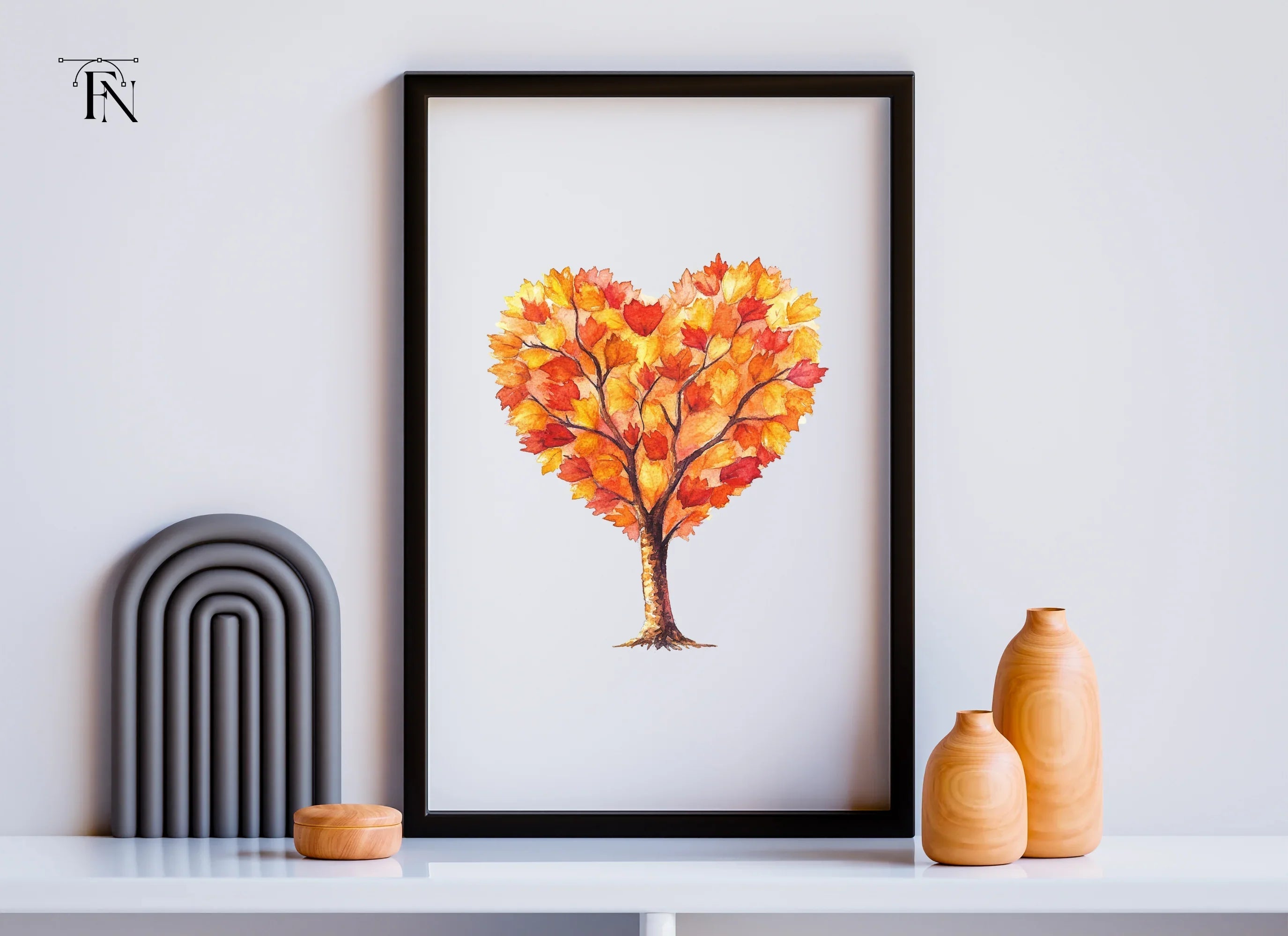 Autumn Heart Tree Clipart Bundle