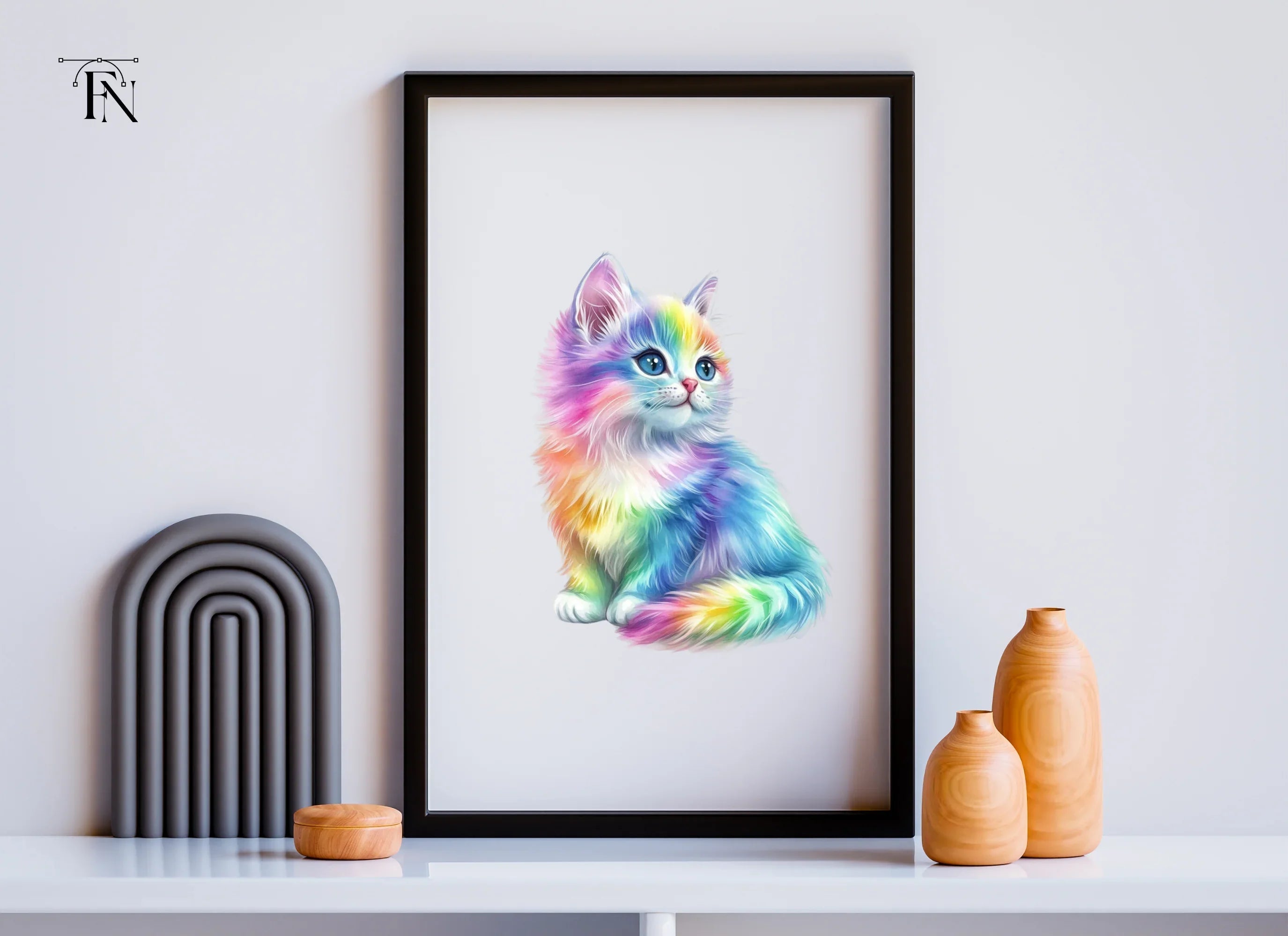 Fluffy Rainbow Kittens Clipart Bundle