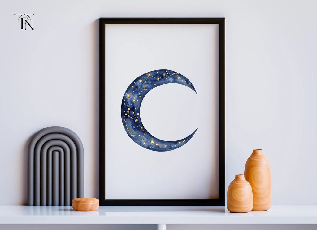 Mystical Blue Moon Constellation Clipart Bundle