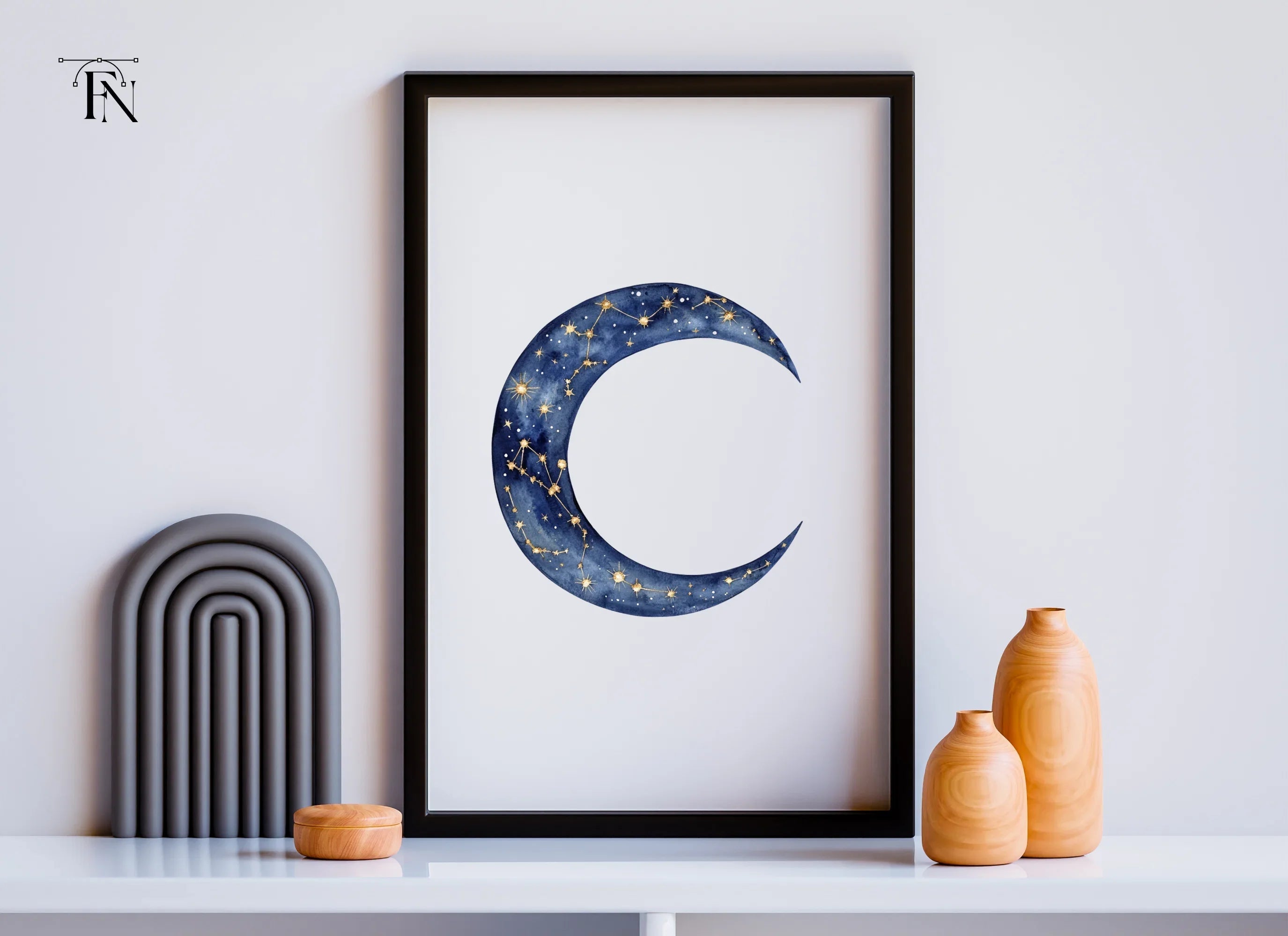Mystical Blue Moon Constellation Clipart Bundle