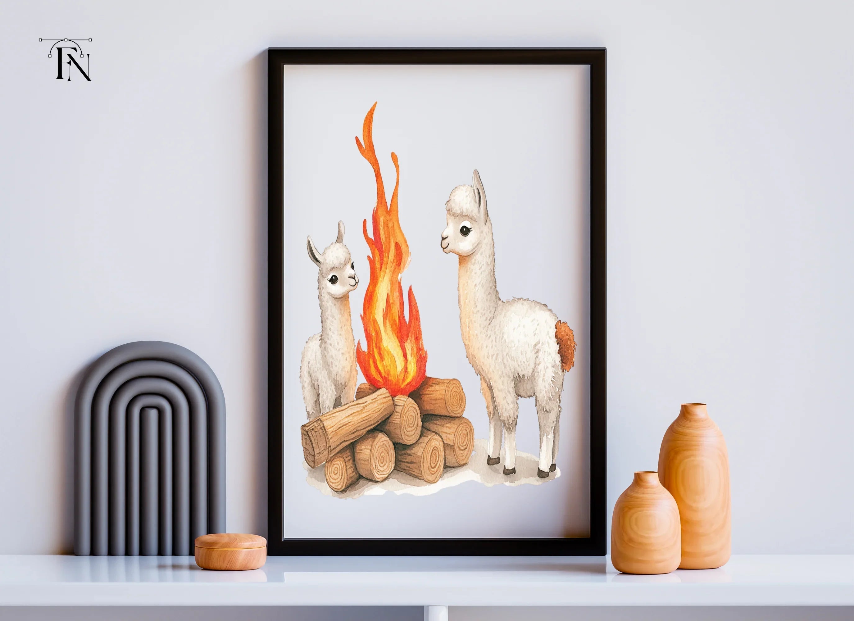 Cute Llama Campfire Clipart Bundle