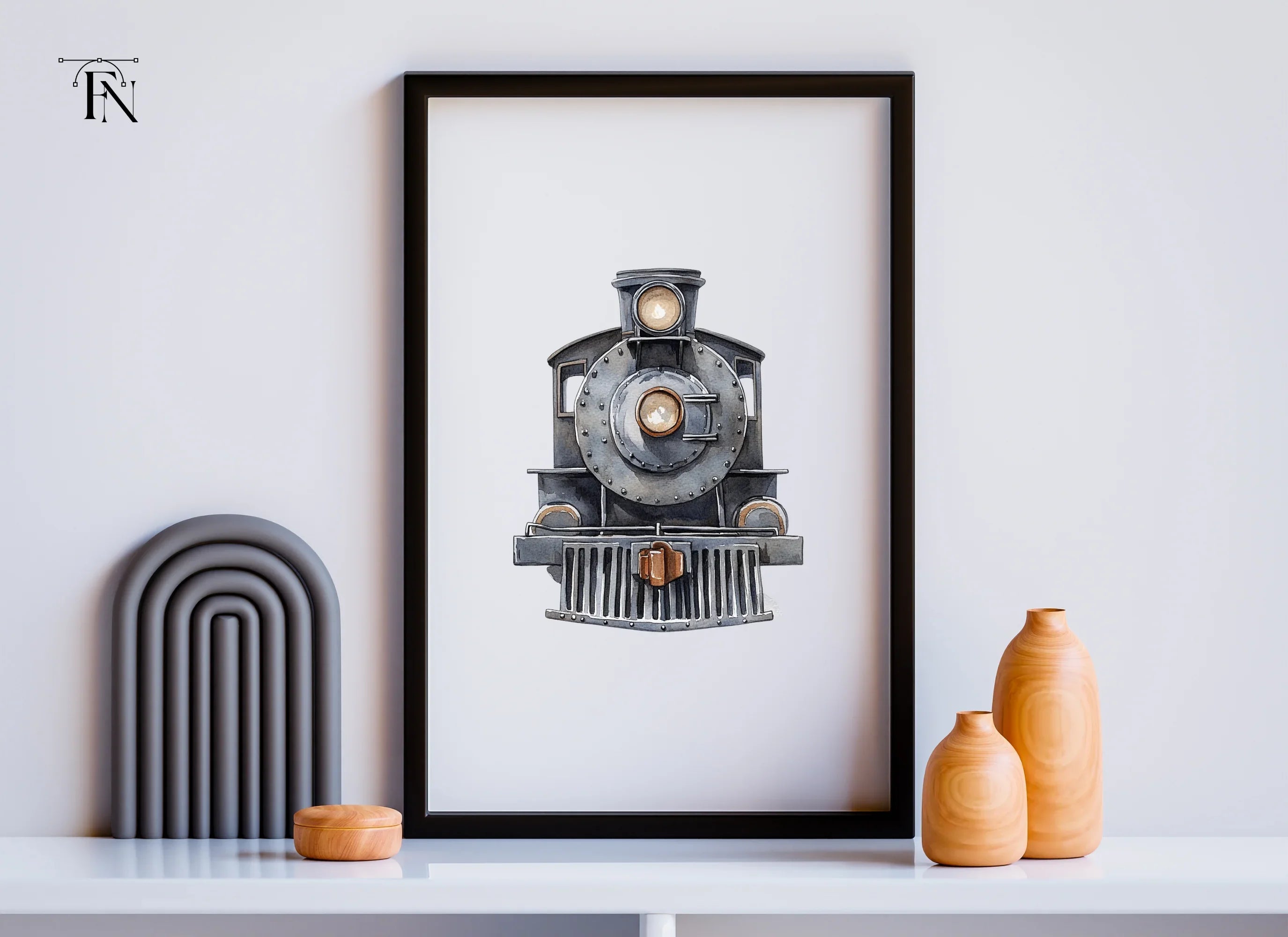 Vintage Steam Train Front View Clipart Bundle