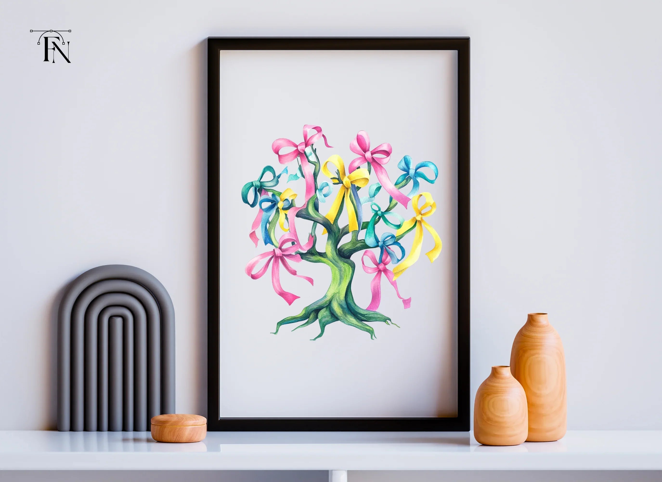 Ribbon Trees Clipart Bundle