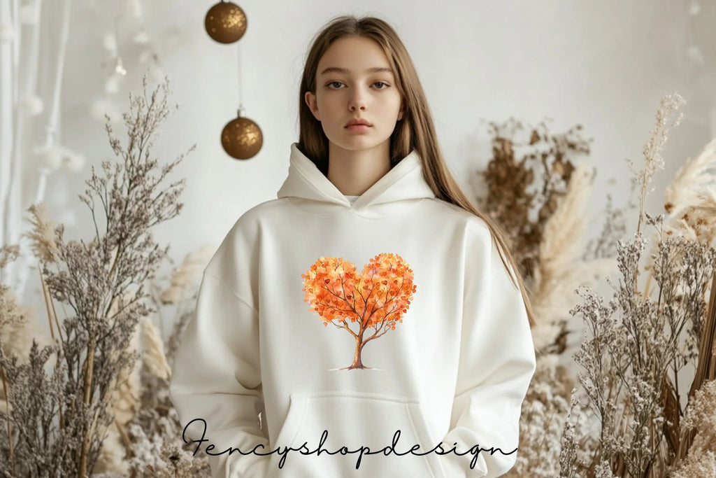 Autumn Heart Trees Clipart Bundle
