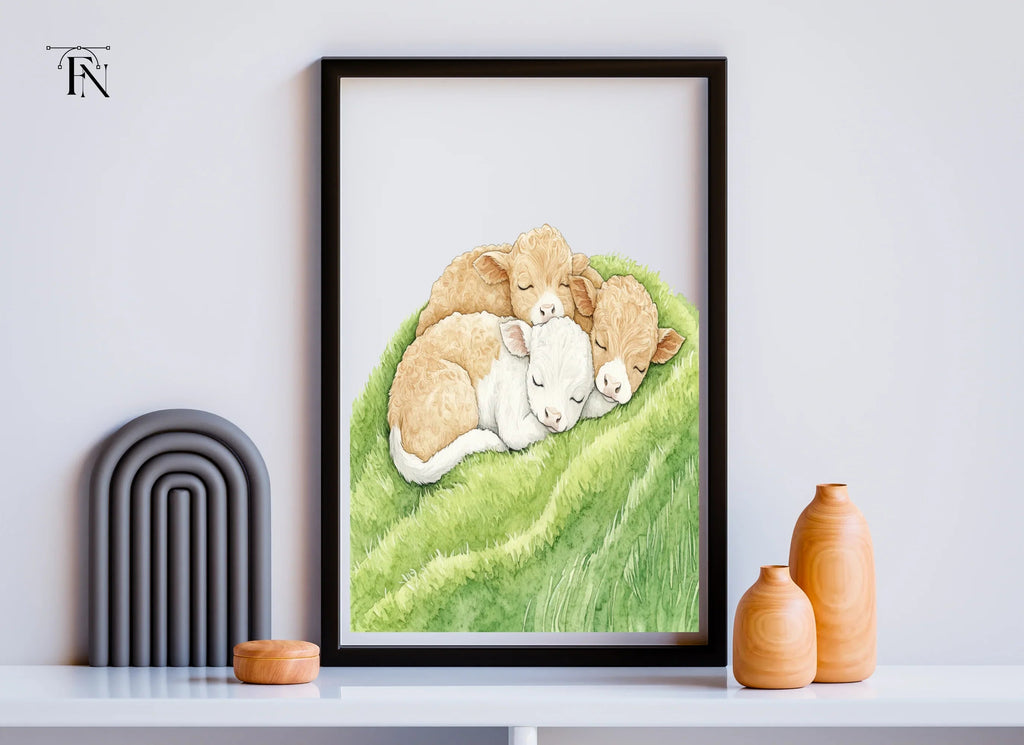 Cute Sleeping Calves Clipart Bundle