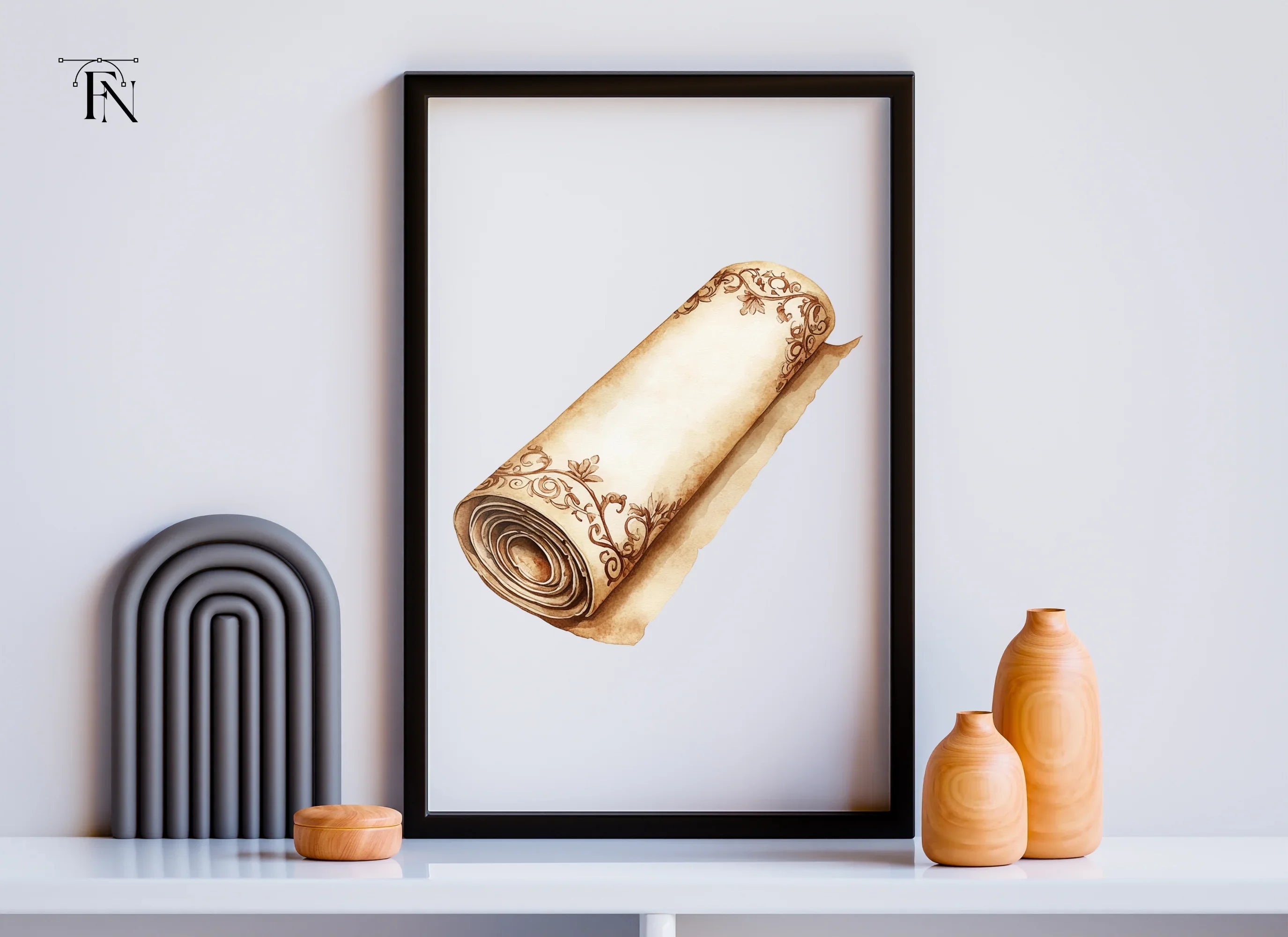 Rolled Vintage Parchment Scroll Clipart Bundle