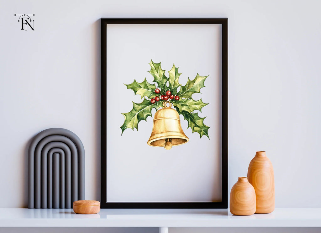 Festive Holly and Bell Christmas Clipart Bundle