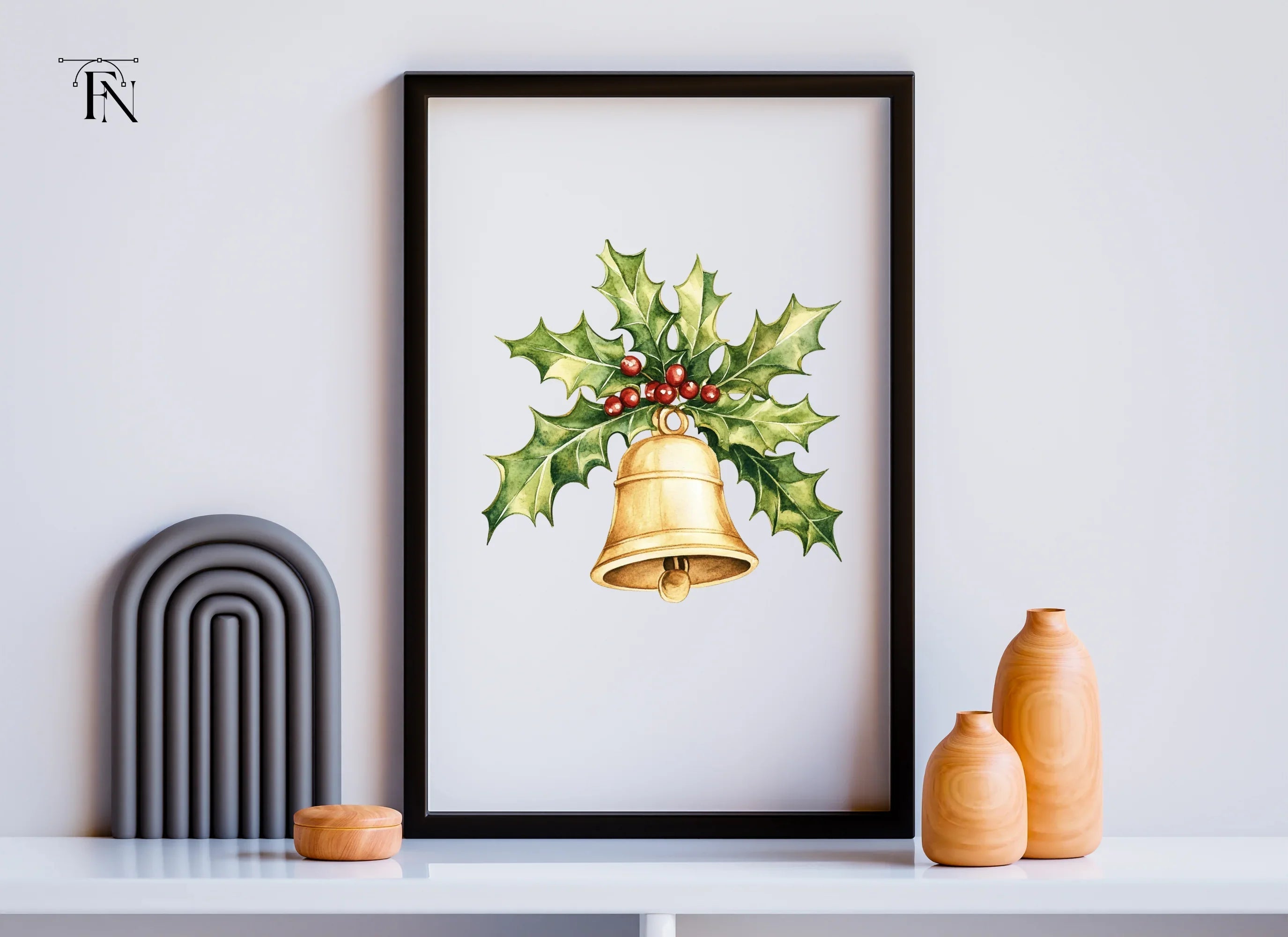 Festive Holly and Bell Christmas Clipart Bundle