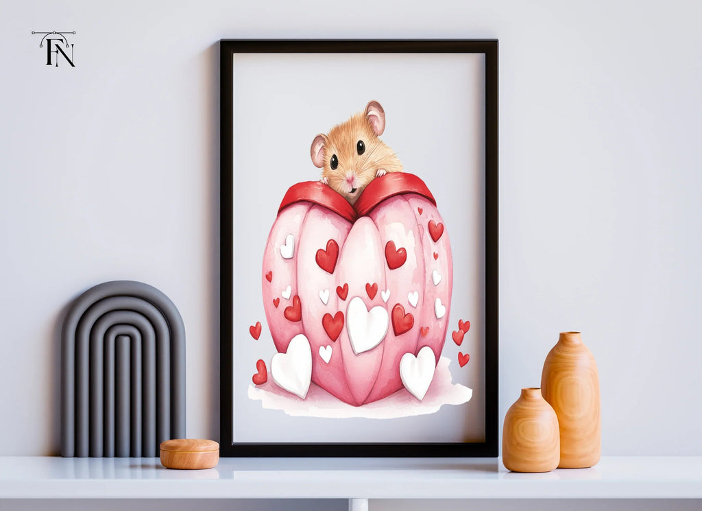 Cute Hamsters in Valentine Hearts Clipart Bundle
