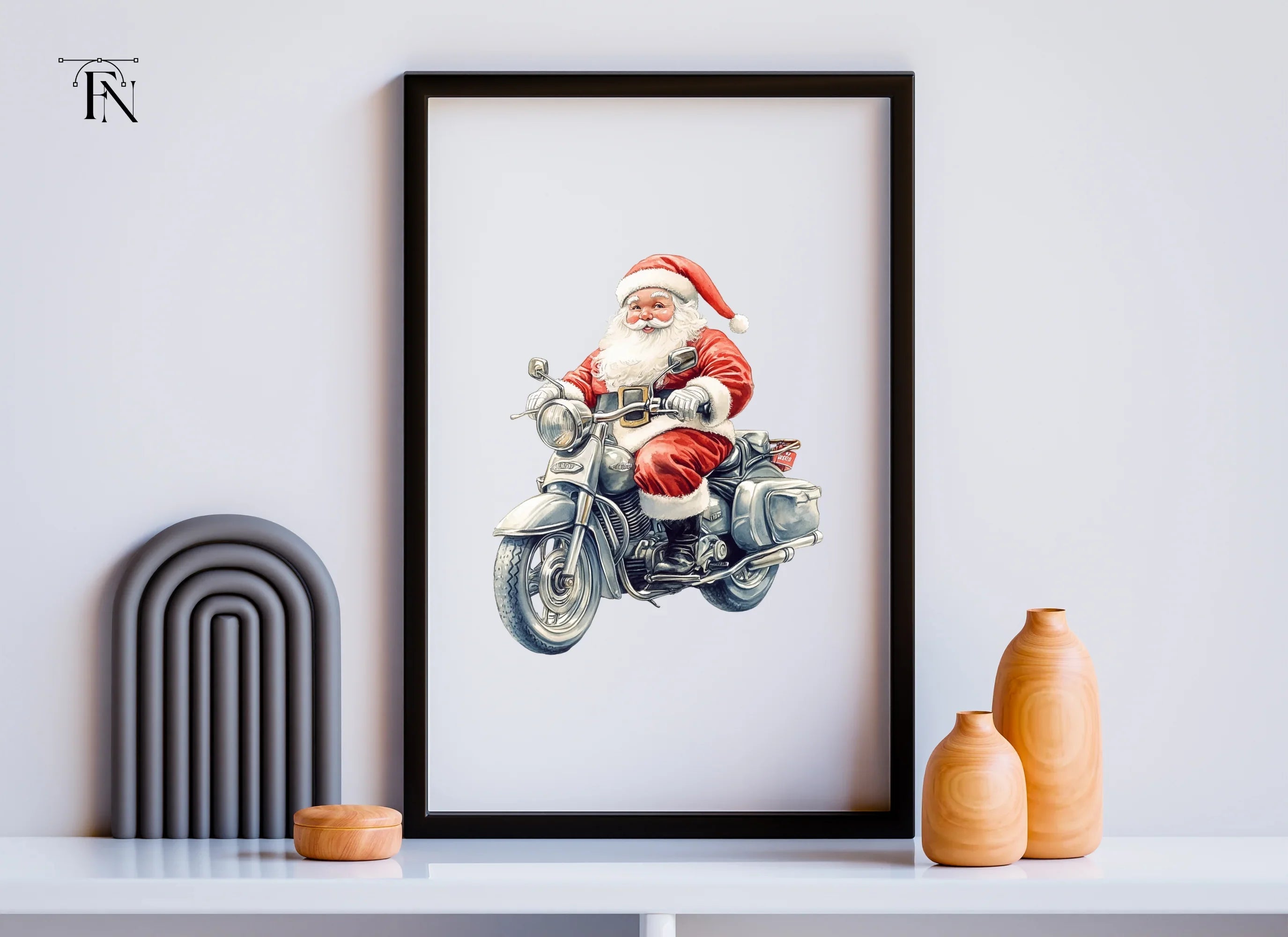 Biker Santa Christmas Clipart Bundle