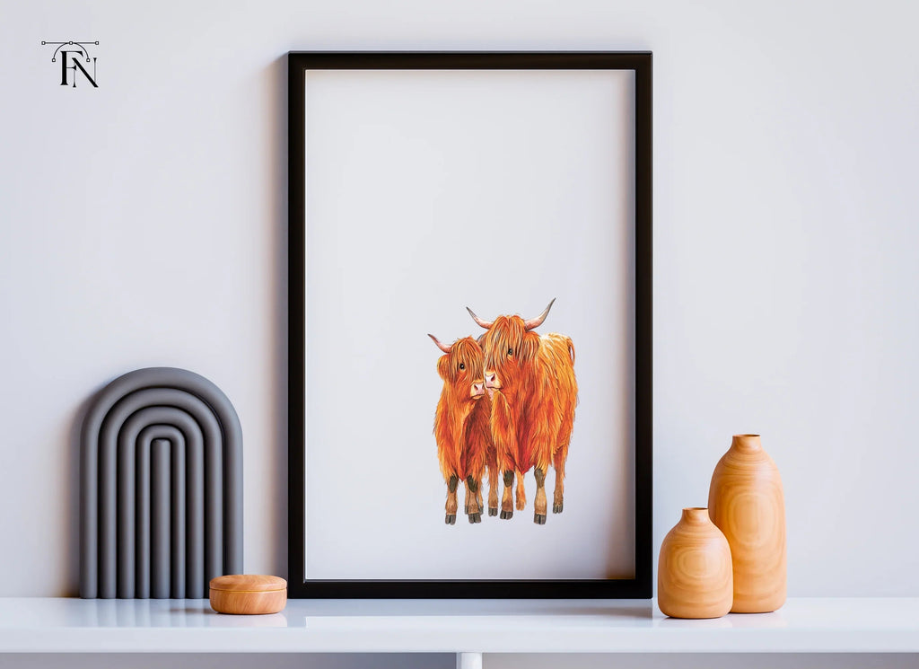 Highland Cow and Calf Clipart Bundle