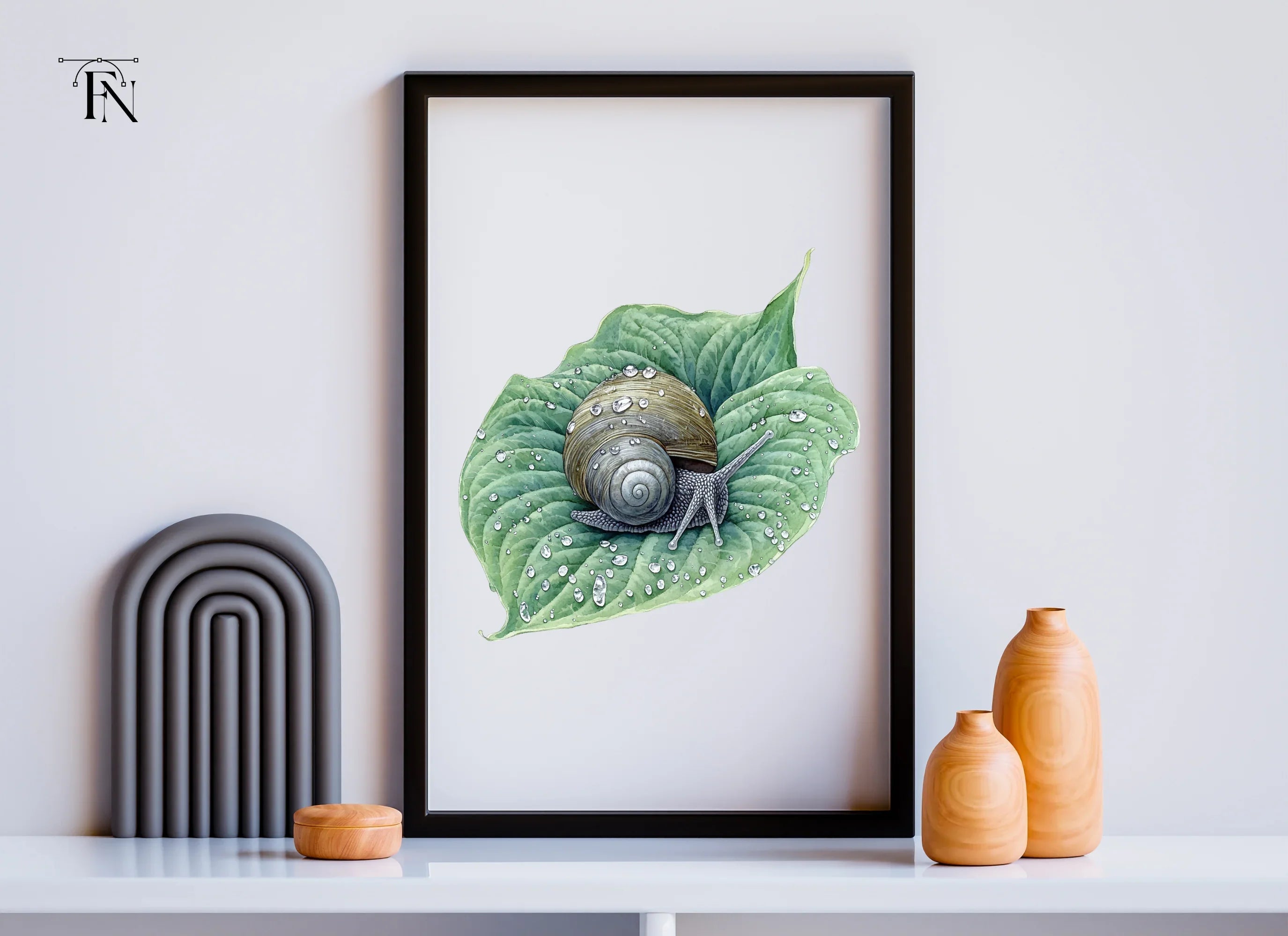 Snails on Wet Leaves Clipart Bundle