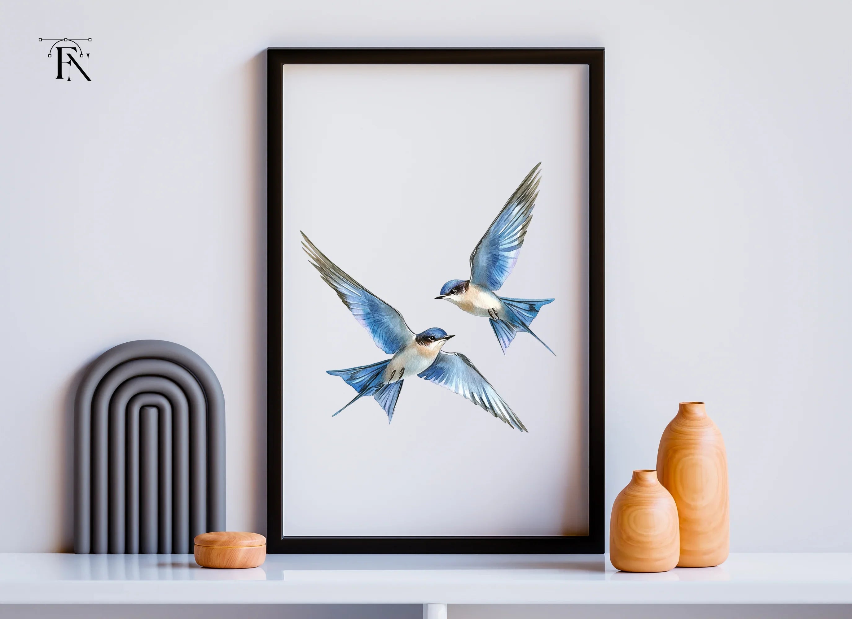 Flying Blue Birds Clipart Bundle