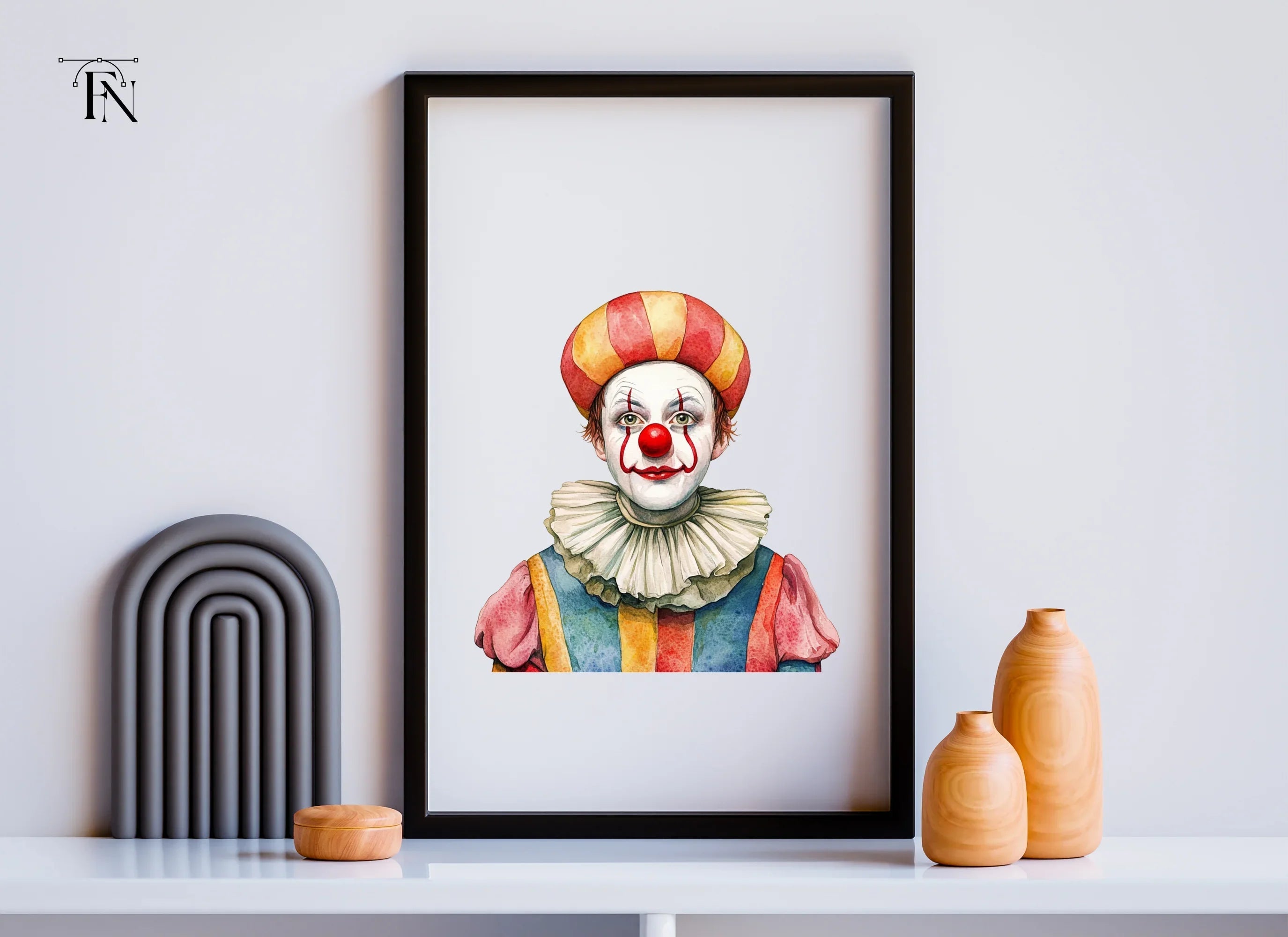 Two Happy Clowns Portraits Clipart Bundle