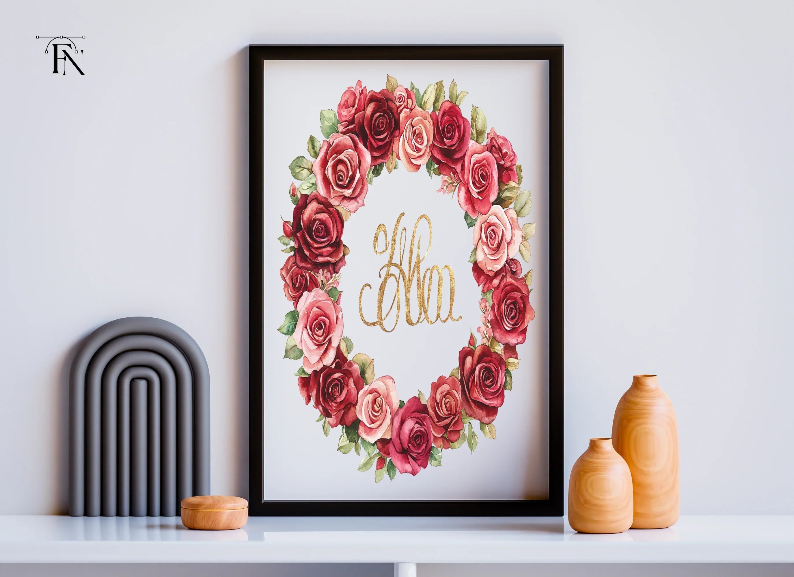 Rose Wreaths Monogram Clipart Bundle