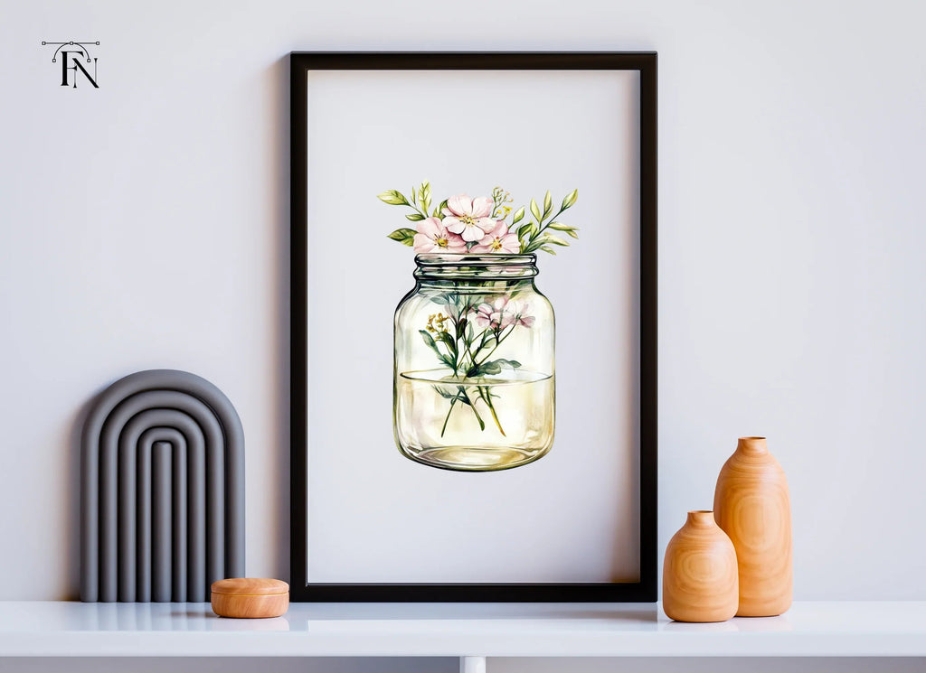 Wildflower Mason Jar Clipart Bundle