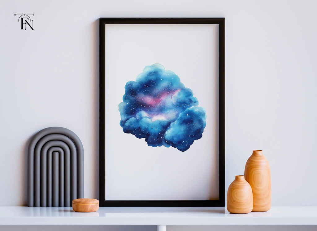 Blue Galaxy Clouds Clipart Bundle