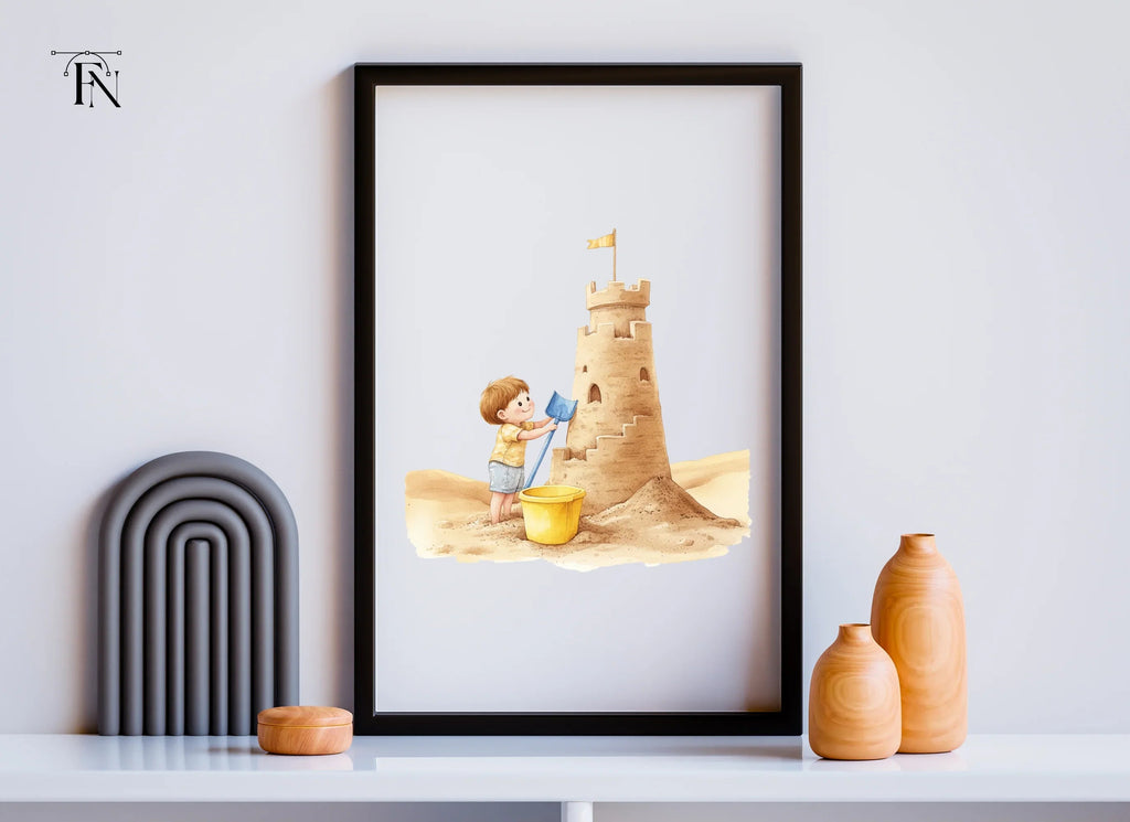 Kids Building Sandcastles Clipart Bundle