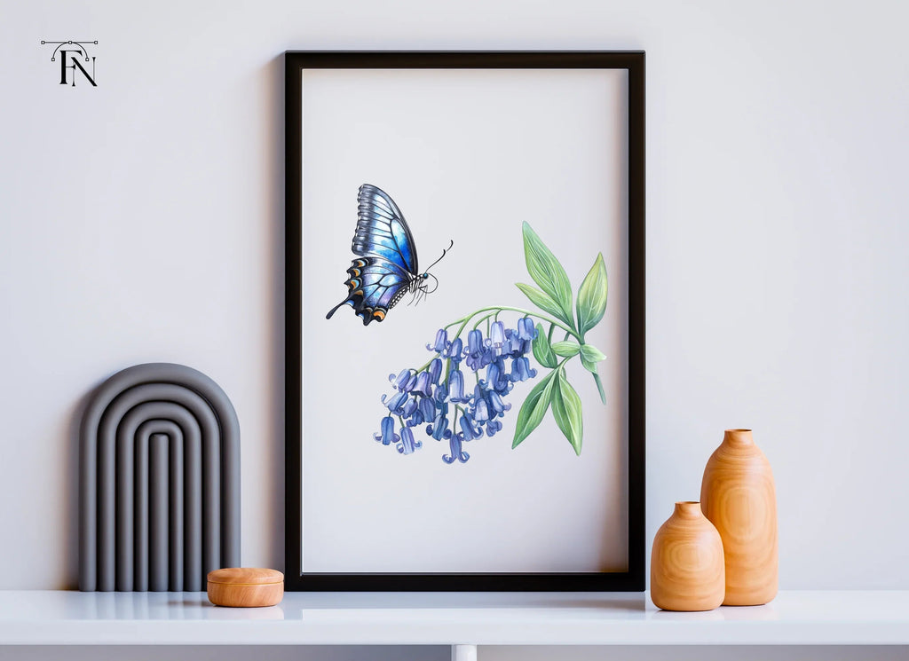 Bluebell Flowers and Butterfly Clipart Bundle