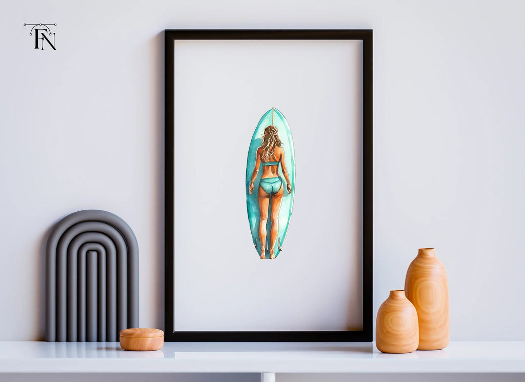 Female Surfer on Board Clipart Bundle