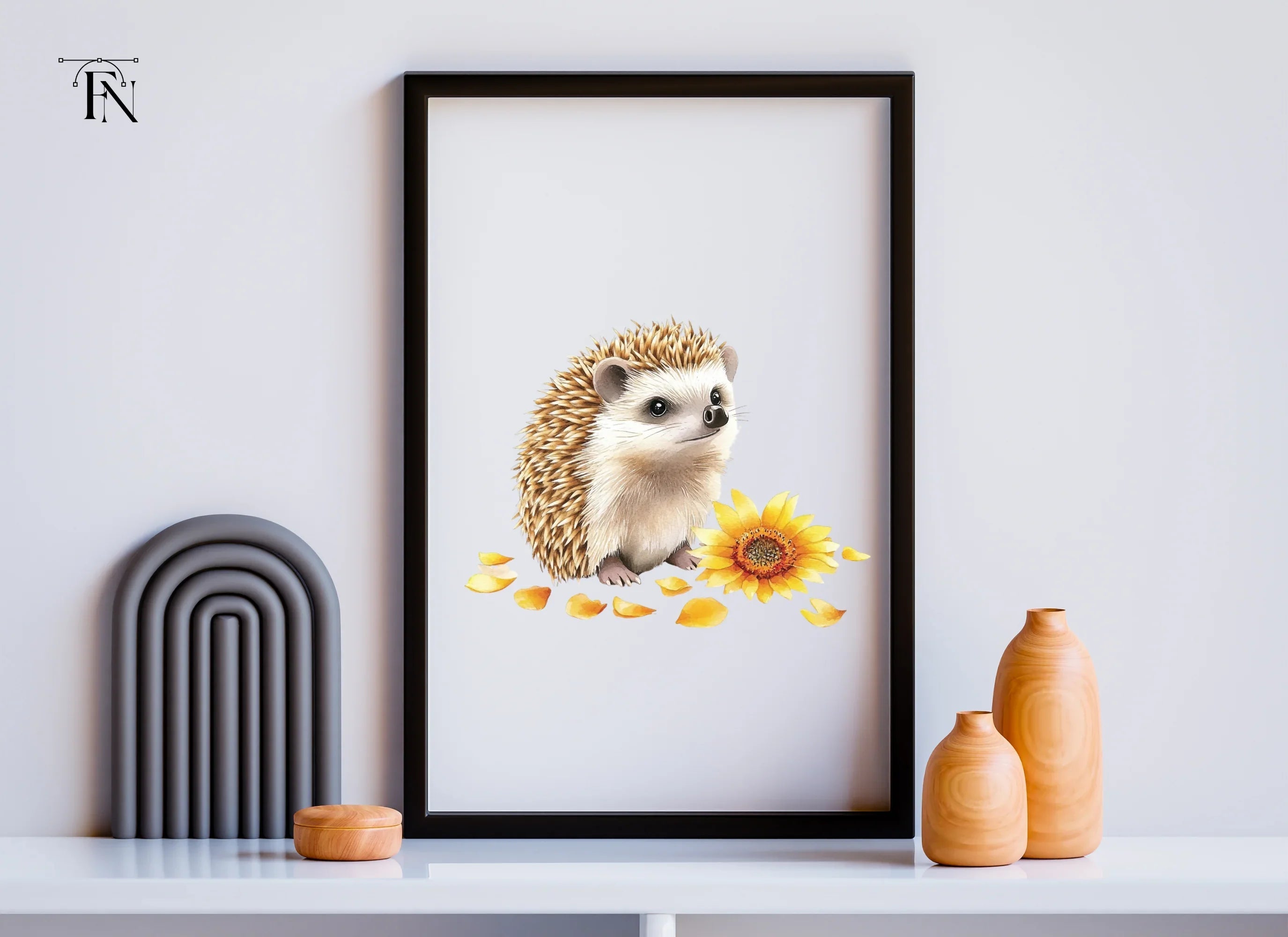 Playful Hedgehogs with Sunflowers Clipart Bundle