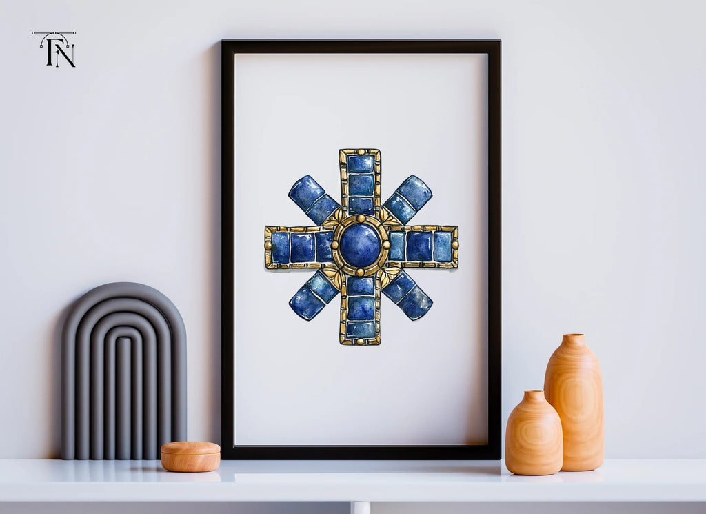 Byzantine Cross Blue Gemstones Clipart Bundle