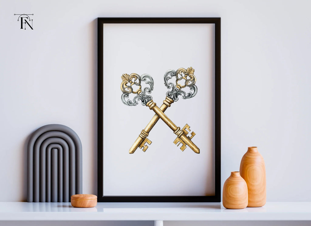 Vintage Crossed Skeleton Keys Clipart Bundle