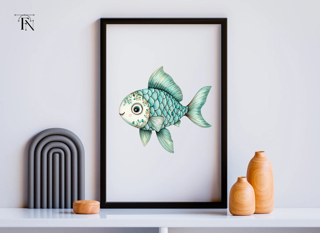 Whimsical Blue Fish Clipart Bundle
